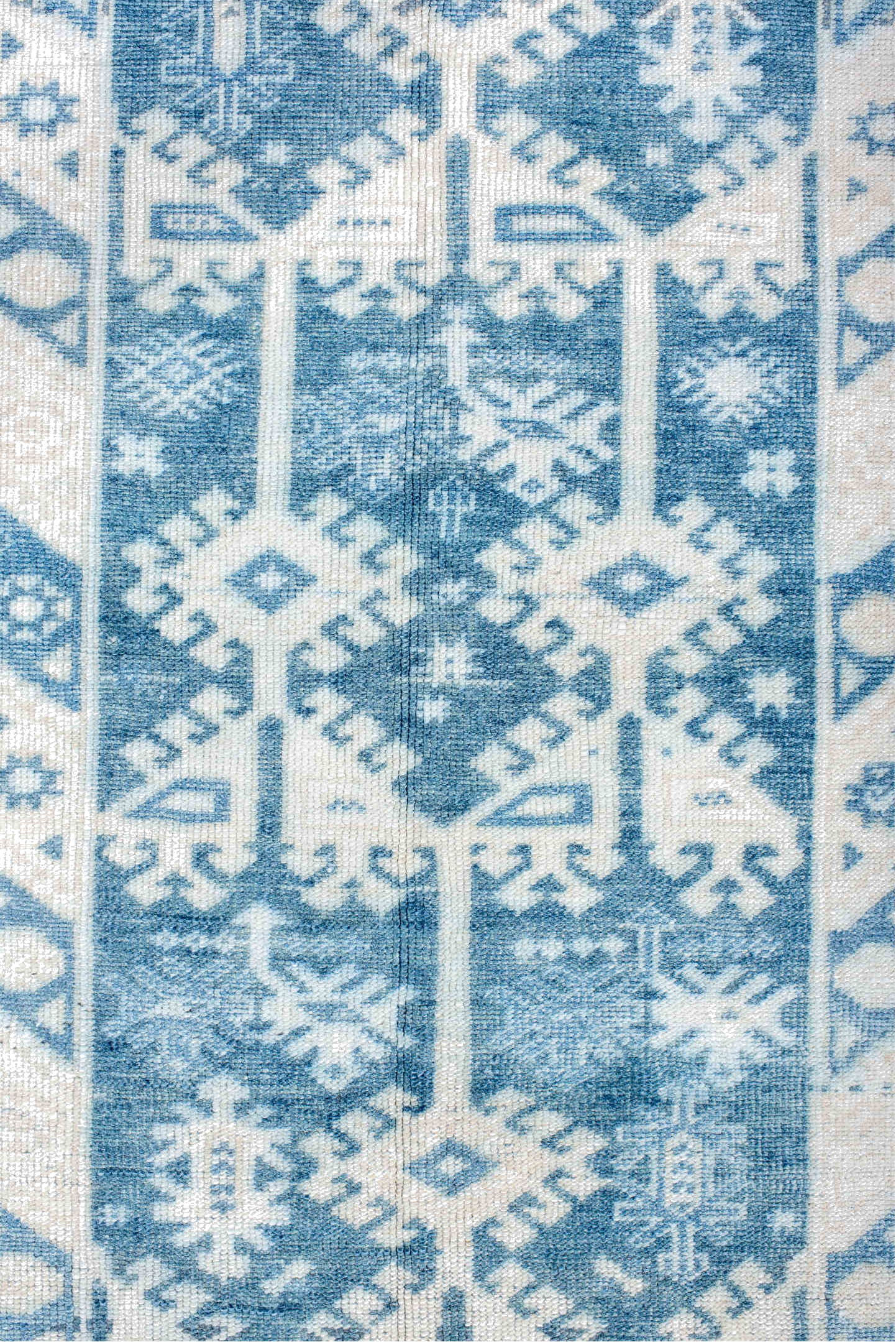 3' x 5' one-of-a-kind handmade vintage Anatolian small size rug. Color palette: alice blue, blue, dark gray, gainsboro, gray