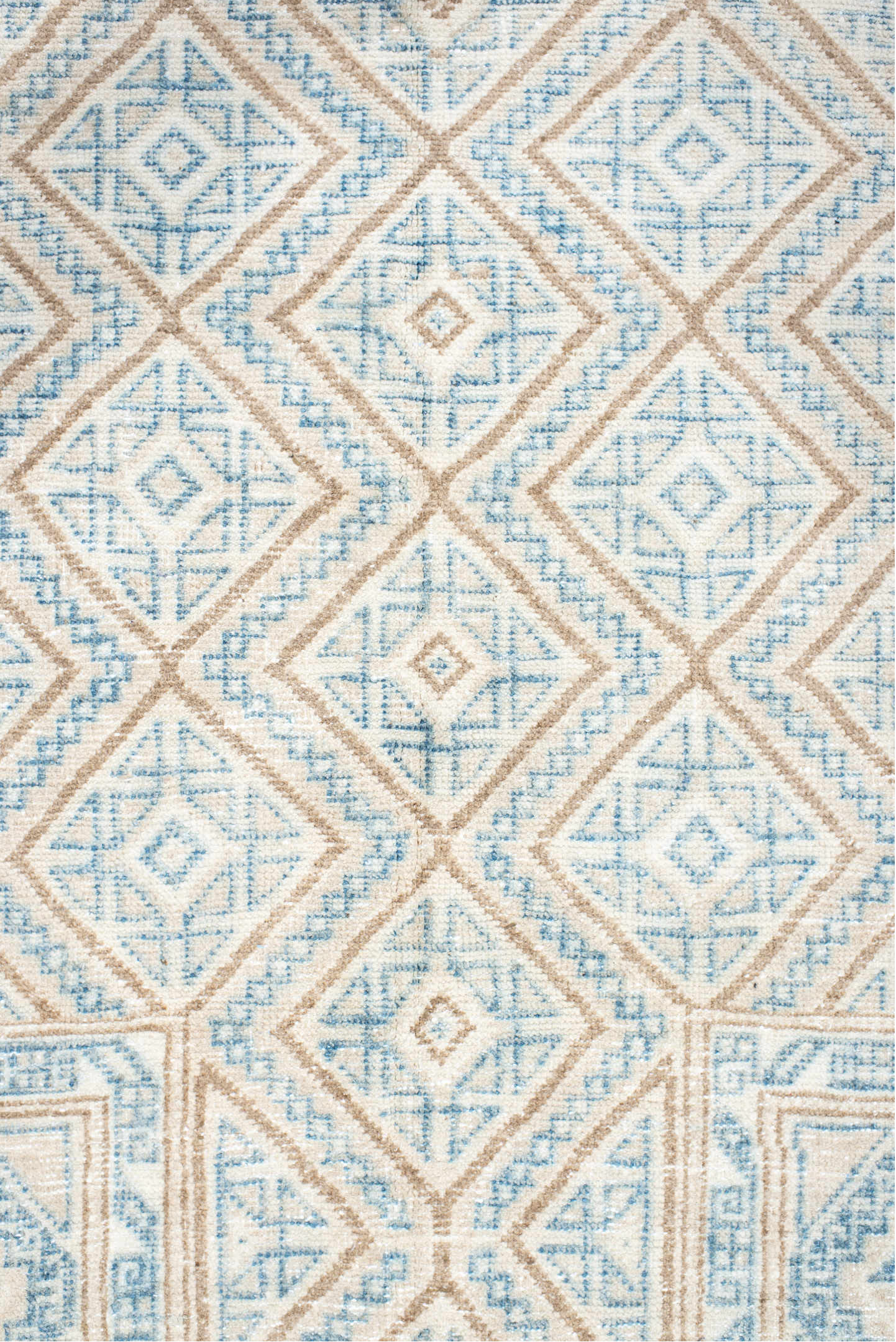 3' x 4' one-of-a-kind handmade vintage Belouch small size rug. Color palette: blue, brown, dark gray, fiord, gray