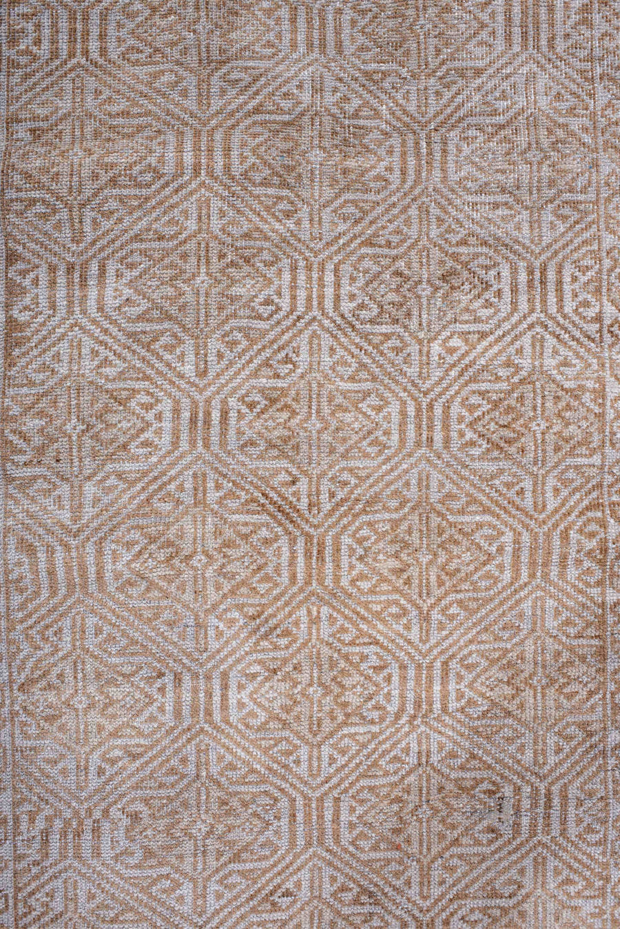 3' x 7' one-of-a-kind handmade antique Belouch rug. Color palette: ivory, camel, tan, taupe, beige, gray