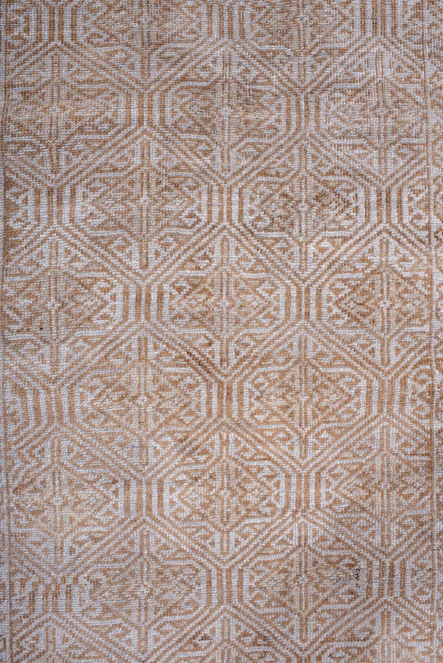 3' x 7' one-of-a-kind handmade antique Belouch rug. Color palette: ivory, camel, tan, taupe, beige, gray