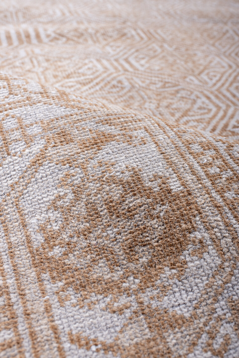 3' x 7' one-of-a-kind handmade vintage Belouch rug. Color palette: brown, gainsboro, gray, light gray, off-white, pink