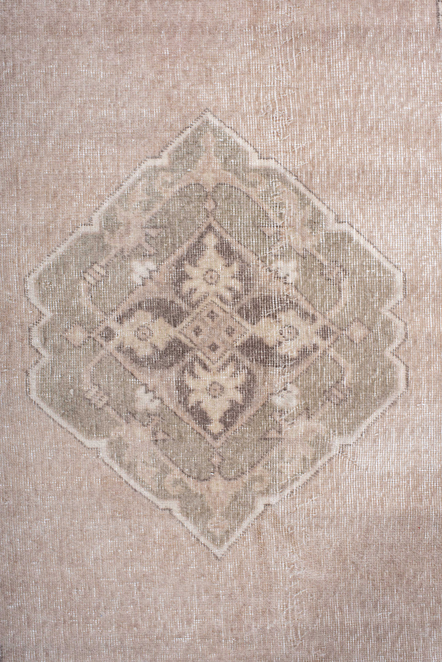 4' x 6' one-of-a-kind handmade antique Sivas small size rug. Color palette: blush, taupe, ivory, greige, sage, pink, beige