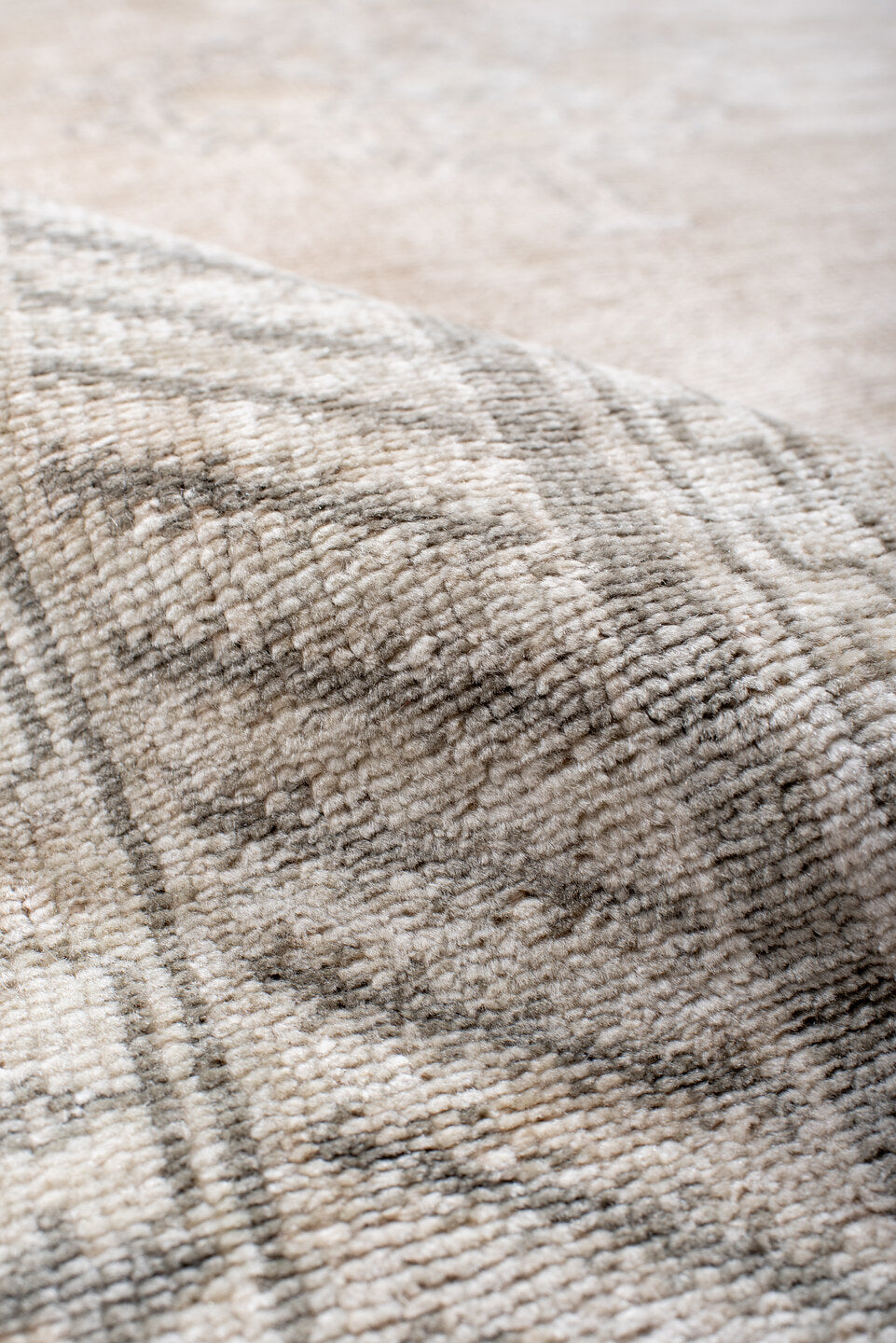 3' x 6' one-of-a-kind handmade vintage Anatol small size rug. Color palette: antiquewhite, brown, dark gray, floral white