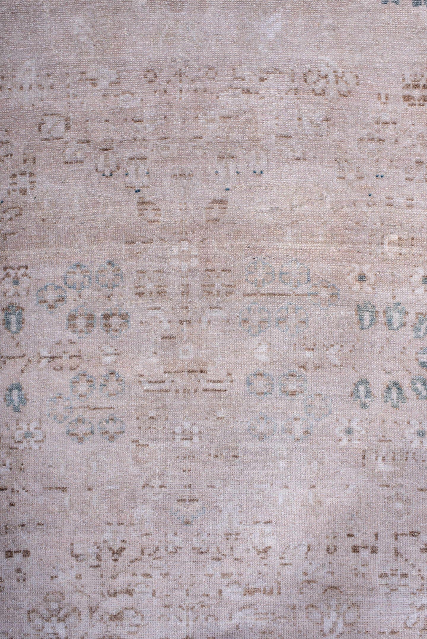 3' x 6' one-of-a-kind handmade antique Hamadan rug. Color palette: blush, ivory, pale blue, taupe, beige, pink, light blue