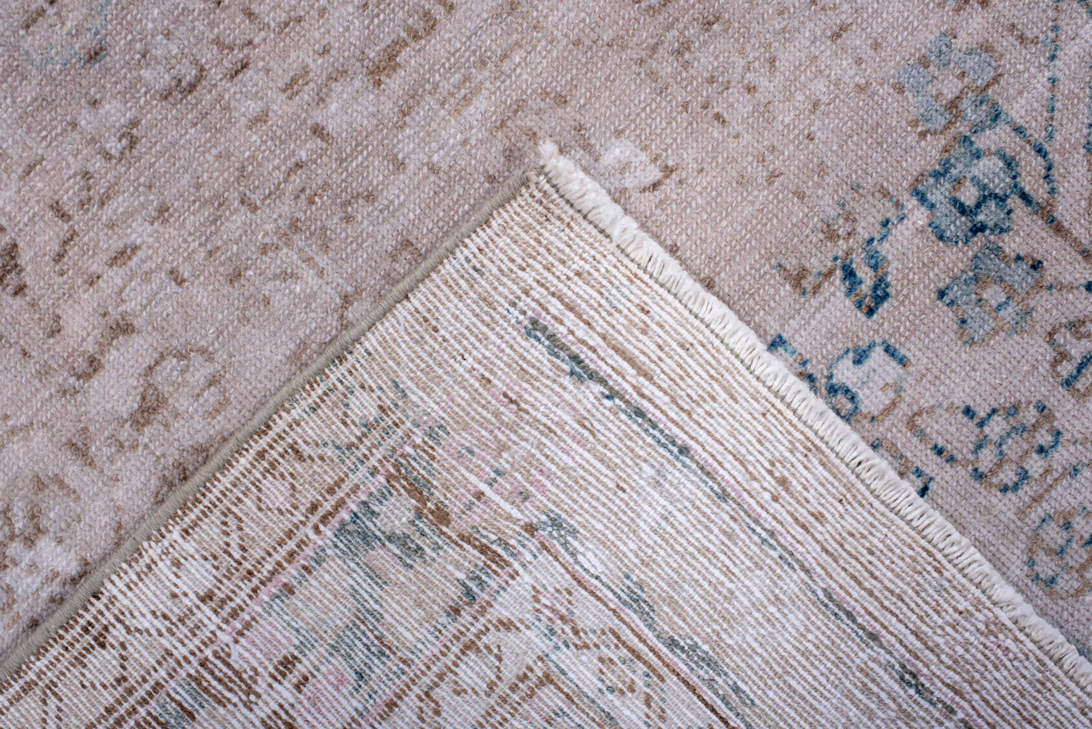 3' x 6' one-of-a-kind handmade antique Hamadan rug. Color palette: blush, ivory, pale blue, taupe, beige, pink, light blue