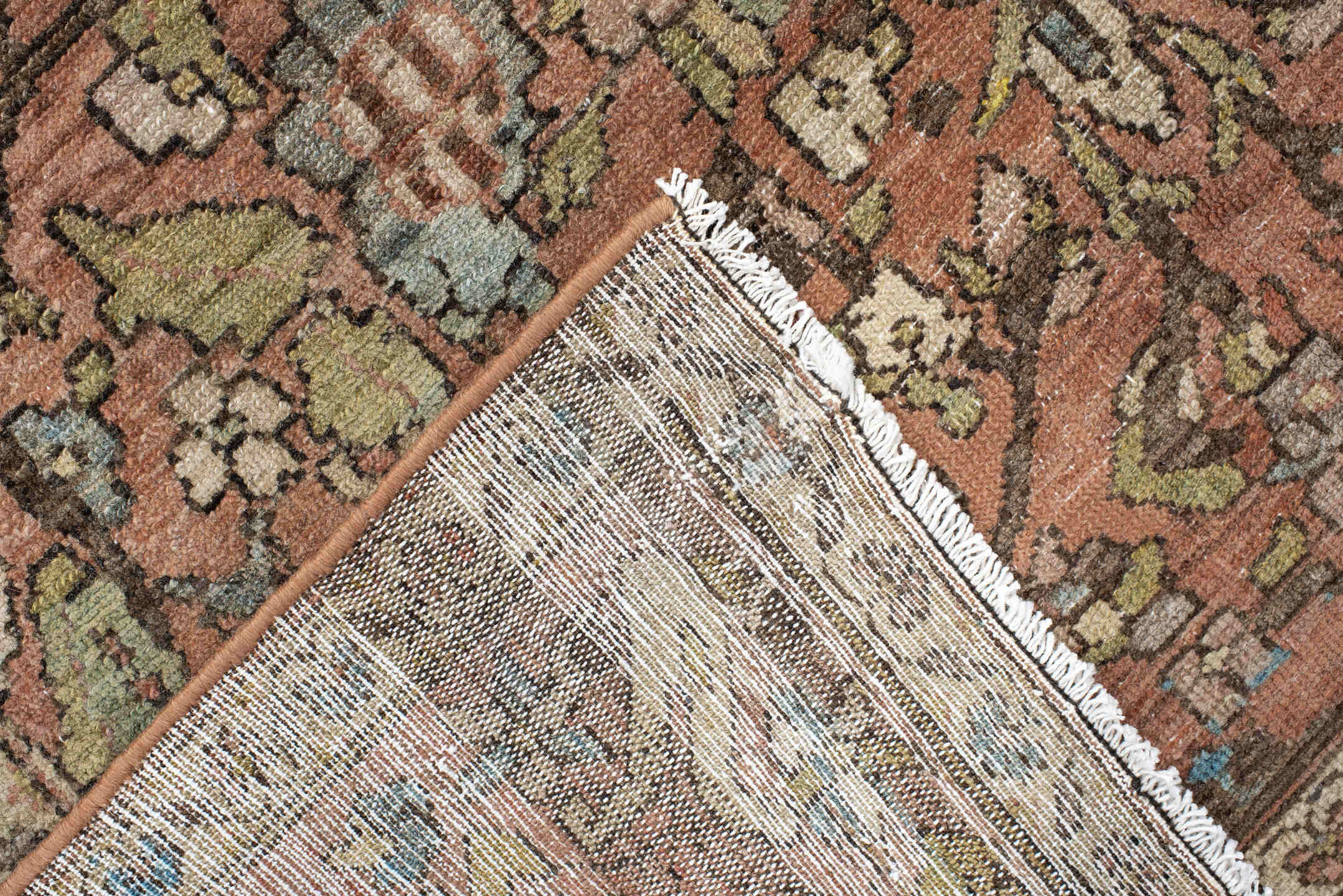 4' x 6' one-of-a-kind handmade vintage Baktiary small size rug. Color palette: gray, pink, brown, black, off-white, orange