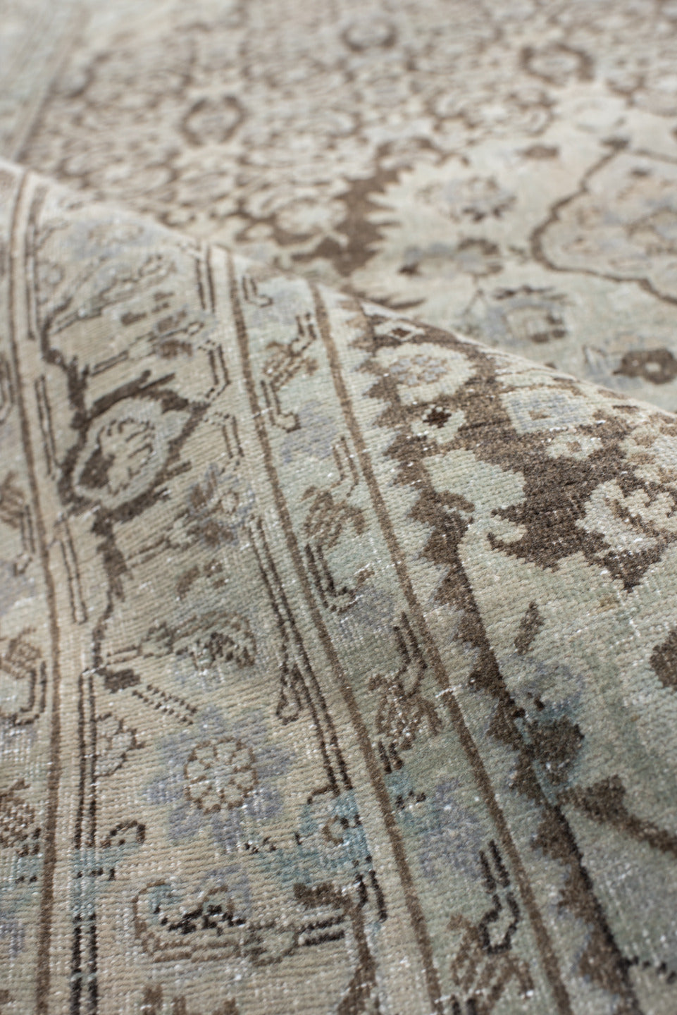 3' x 5' one-of-a-kind handmade antique Bidjar small size rug. Color palette: ivory, taupe, brown, slate, beige, charcoal