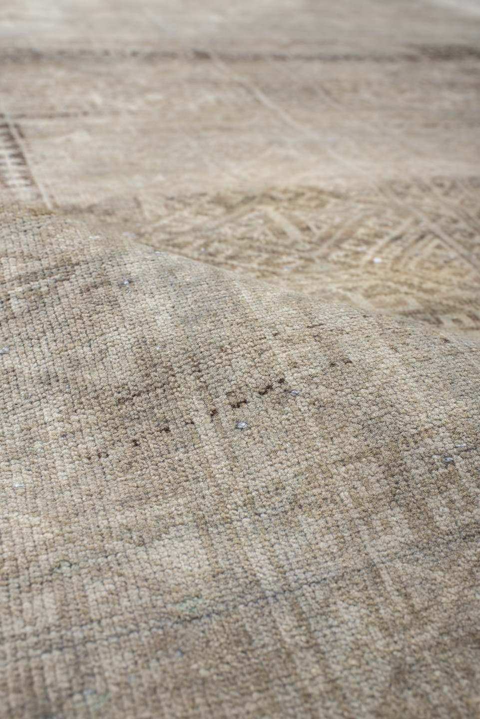 4' x 6' one-of-a-kind handmade antique Belouch small size rug. Color palette: ivory, taupe, beige, brown, greige, charcoal