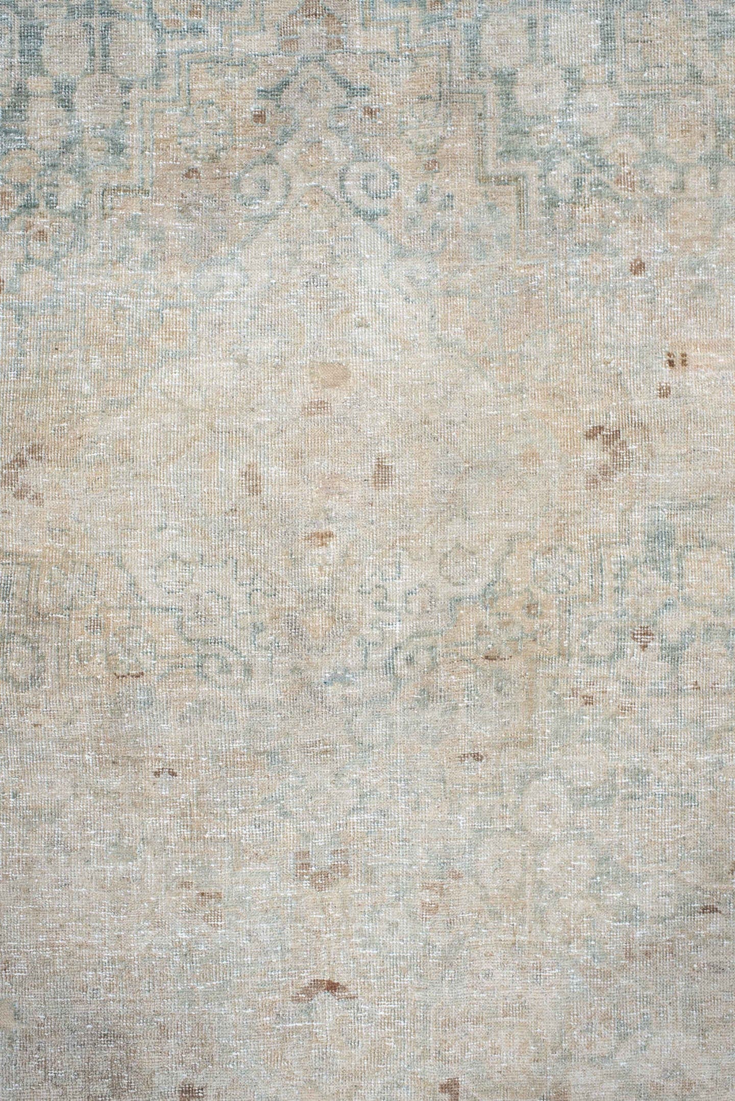 4' x 6' one-of-a-kind handmade vintage Tabriz rug. Color palette: ivory, pale blue, beige, taupe, camel, light brown