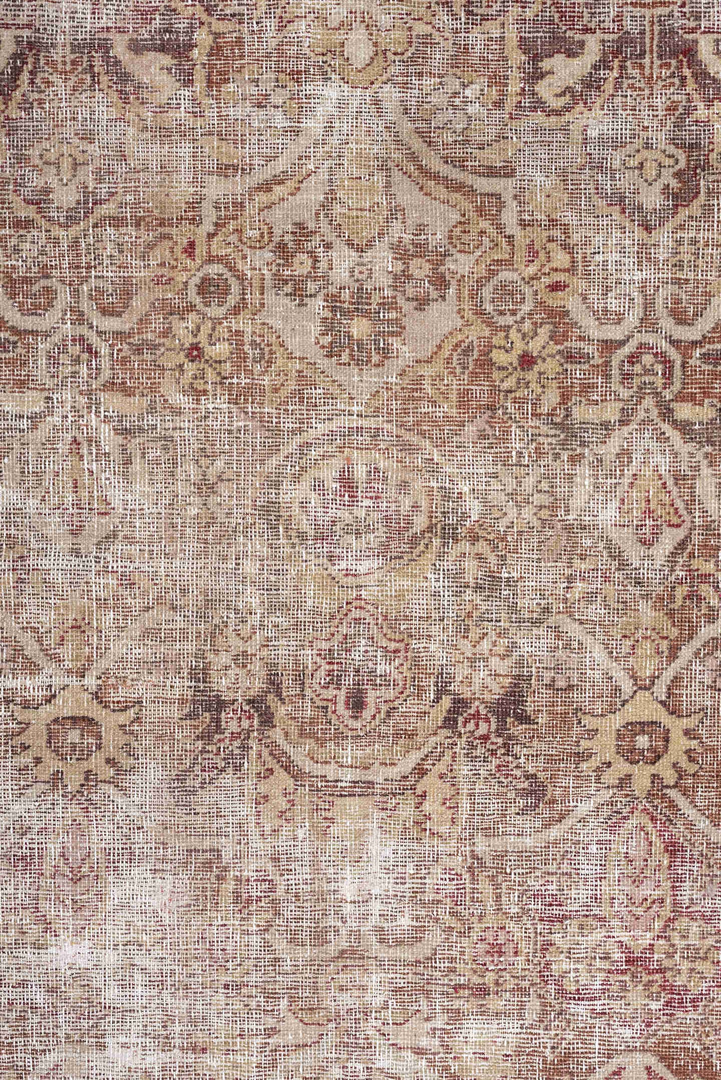 16' x 13' one-of-a-kind handmade vintage Amritzar oversize rug. Color palette: ivory, terra cotta, taupe, rose, camel