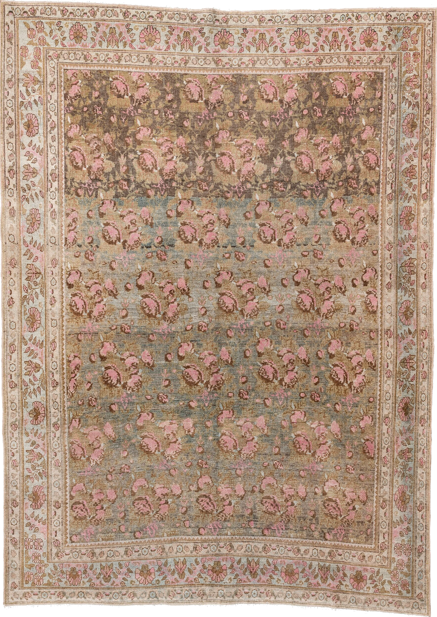 5' x 7' one-of-a-kind handmade vintage Afshar rug. Color palette: brown, gray, light gray, off-white, pink