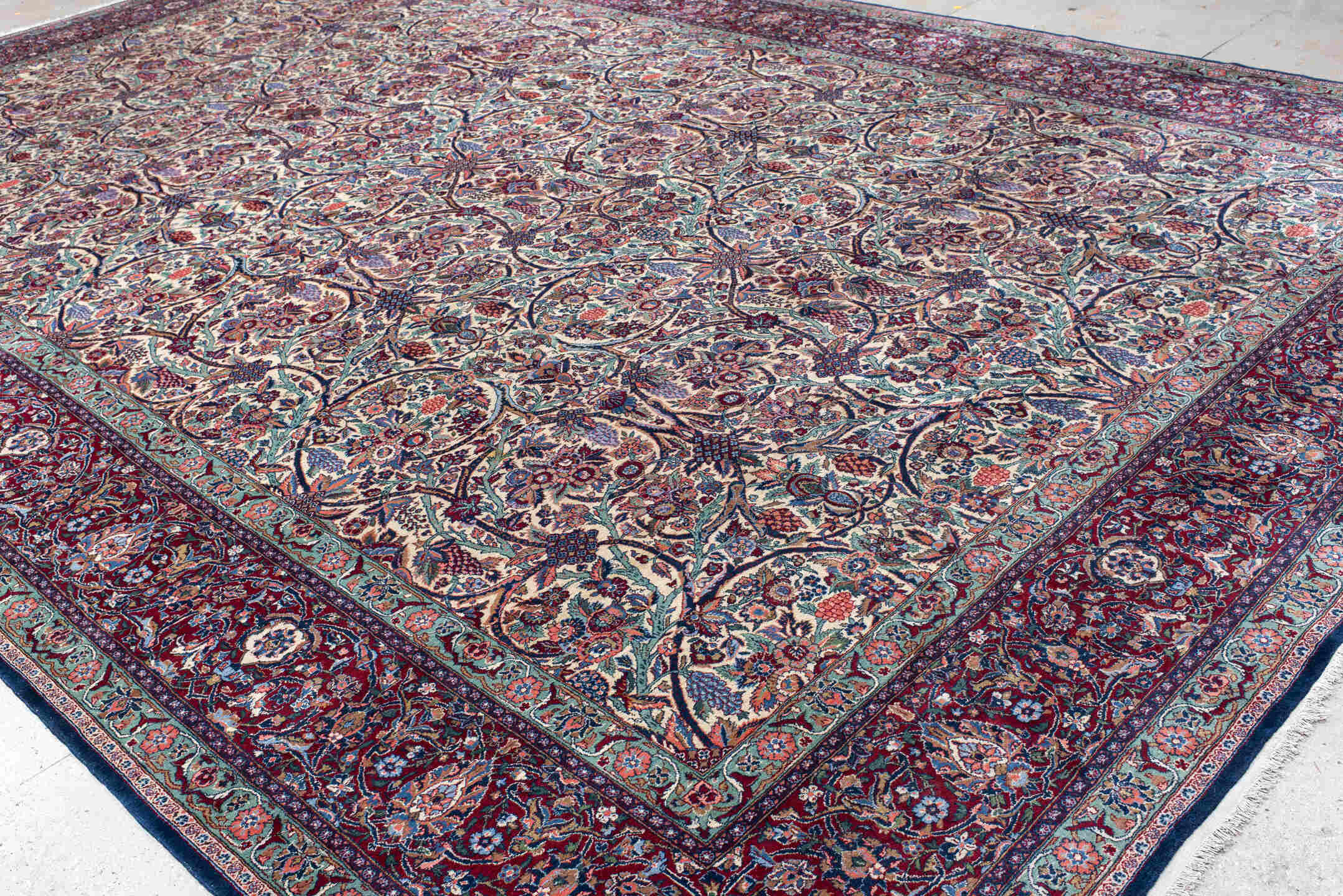 0' x 0' one-of-a-kind handmade vintage small size rug. Color palette: antiquewhite, blue, brown, dark gray, dim gray, gray