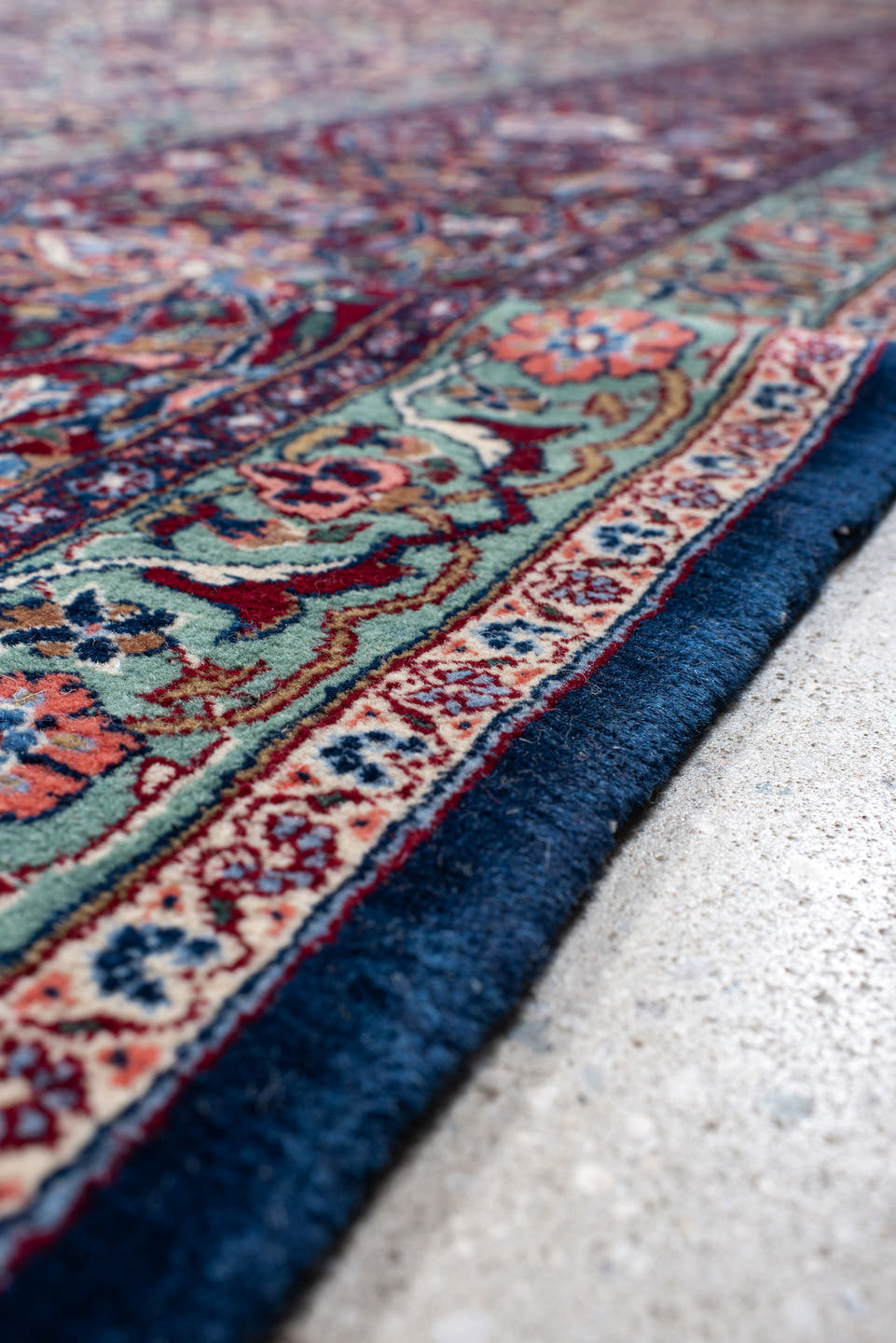 0' x 0' one-of-a-kind handmade vintage small size rug. Color palette: ivory, burgundy, indigo, turquoise, rose, slate
