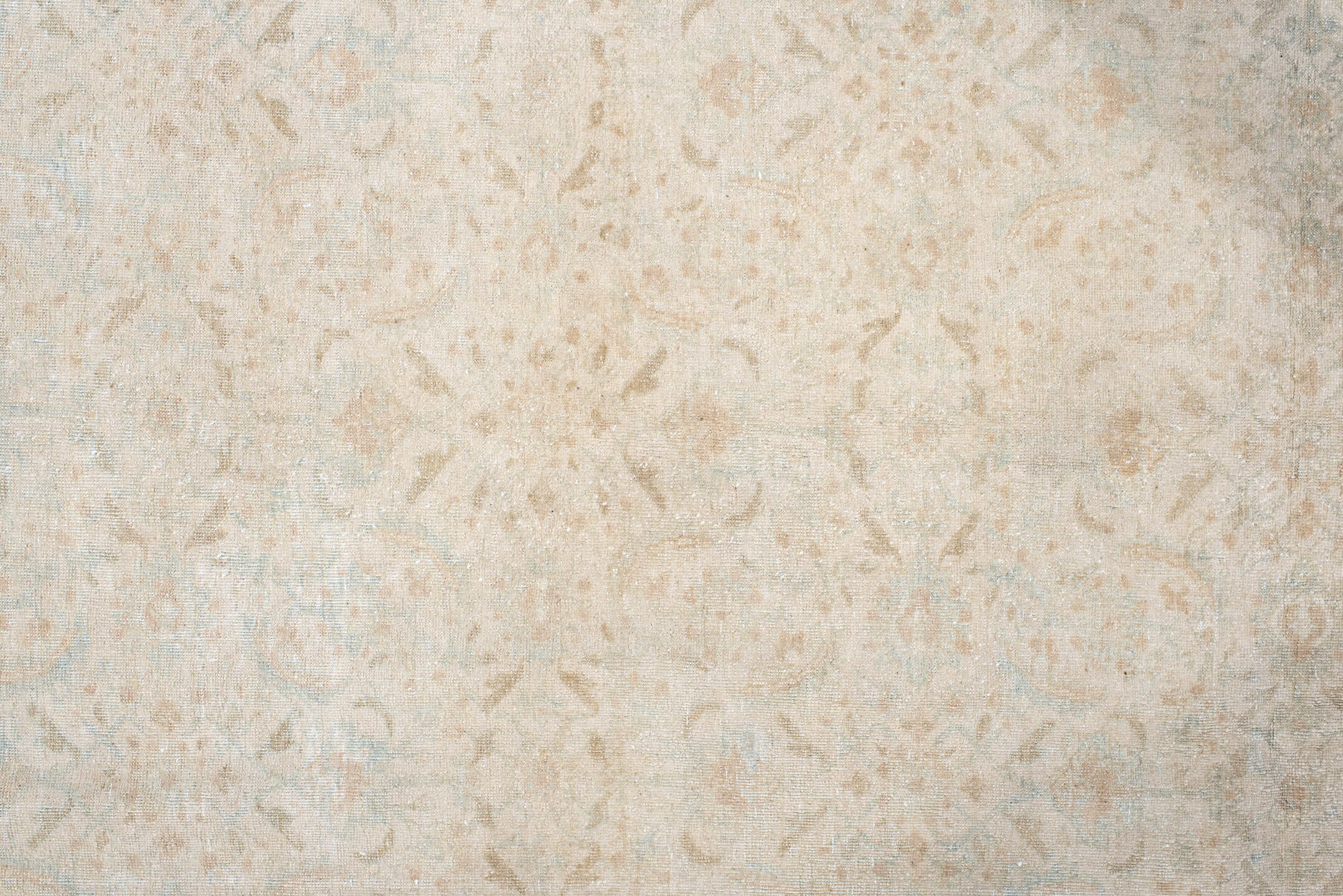 9' x 12' one-of-a-kind handmade antique Tabriz large size rug. Color palette: ivory, beige, pale blue, cream, taupe