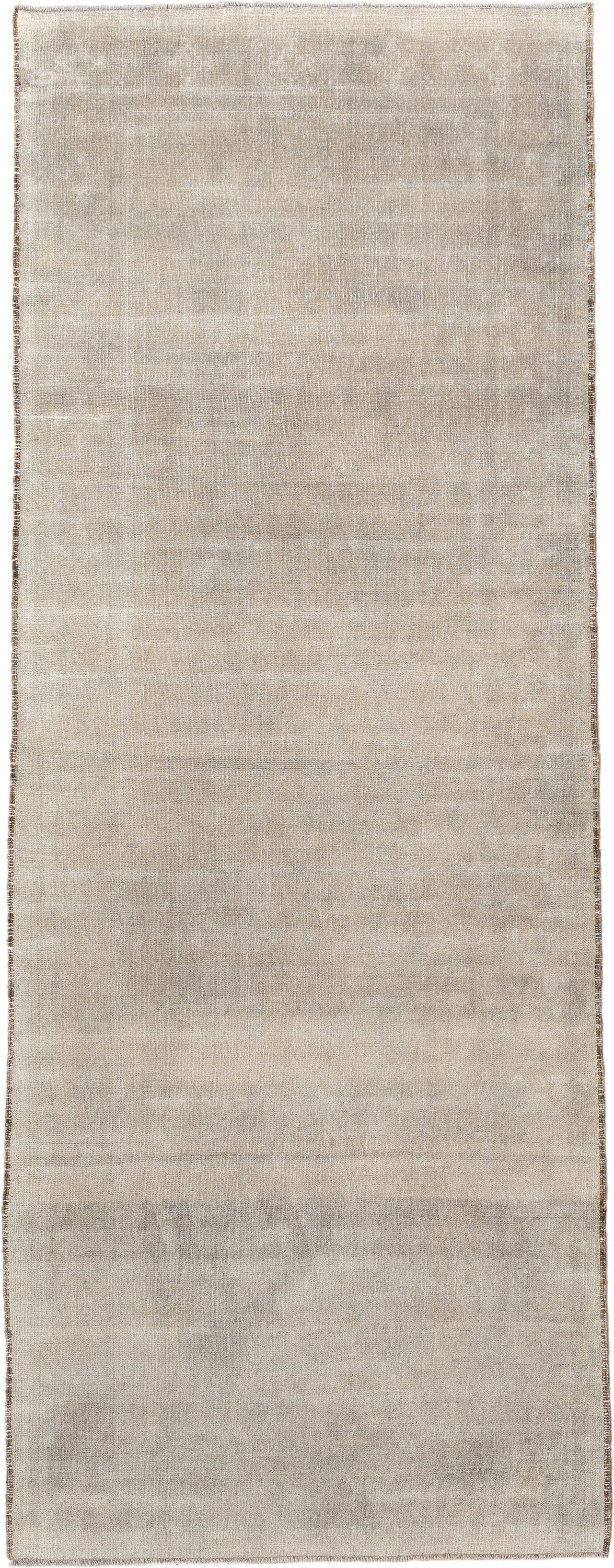 9' x 3' one-of-a-kind handmade antique Belouch rug. Color palette: ivory, taupe, cream, beige, camel, light gray, gray