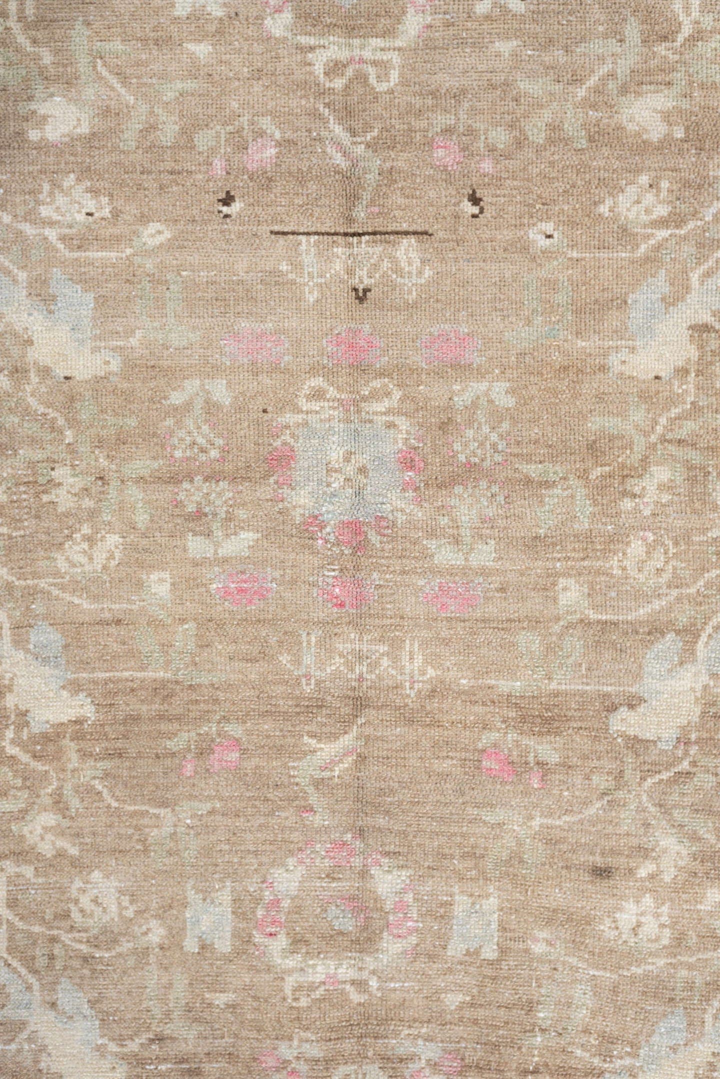 4' x 7' one-of-a-kind handmade antique Hamadan rug. Color palette: taupe, ivory, brown, pale blue, rose, cream, beige, gray