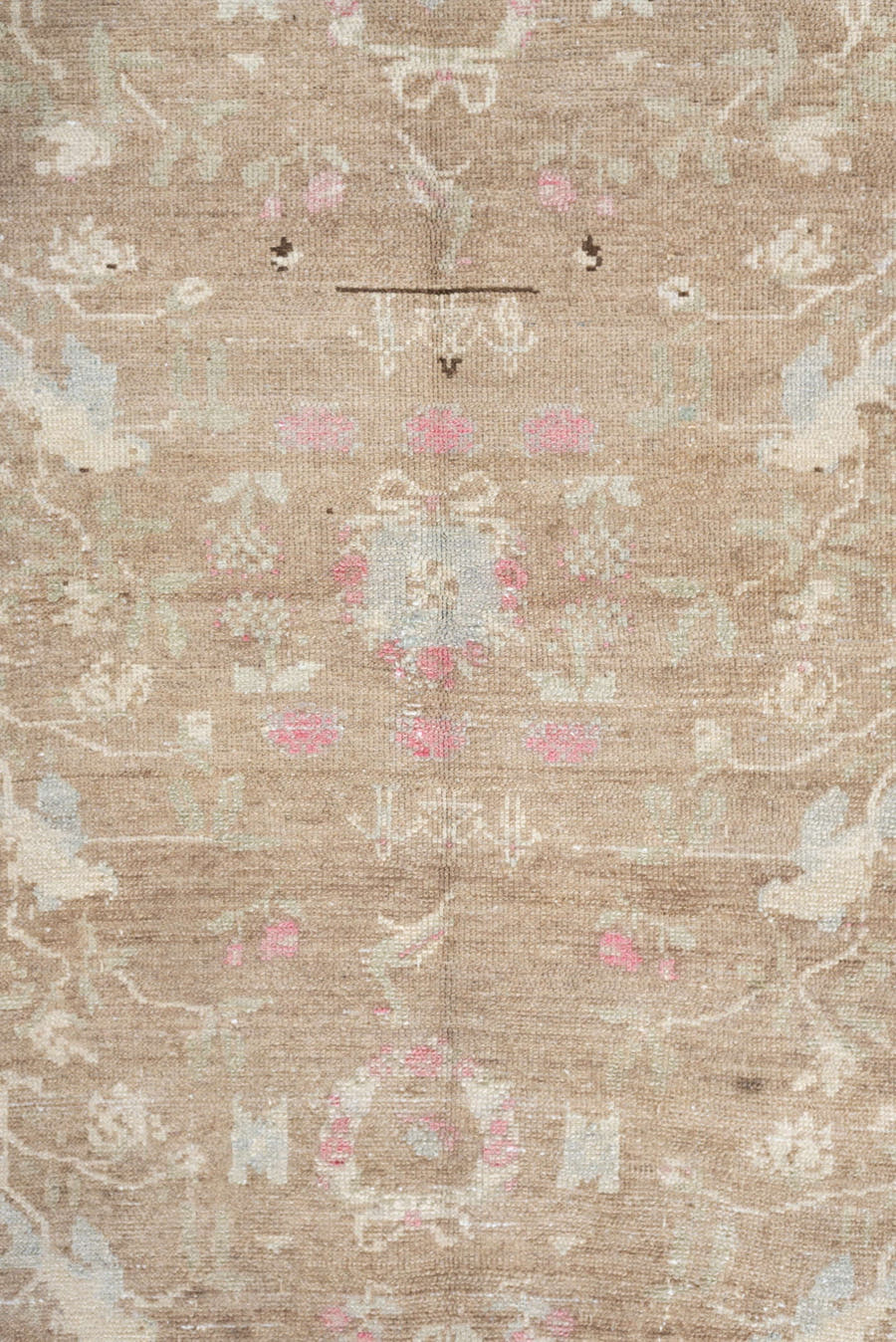 4' x 7' one-of-a-kind handmade antique Hamadan rug. Color palette: taupe, ivory, brown, pale blue, rose, cream, beige, gray