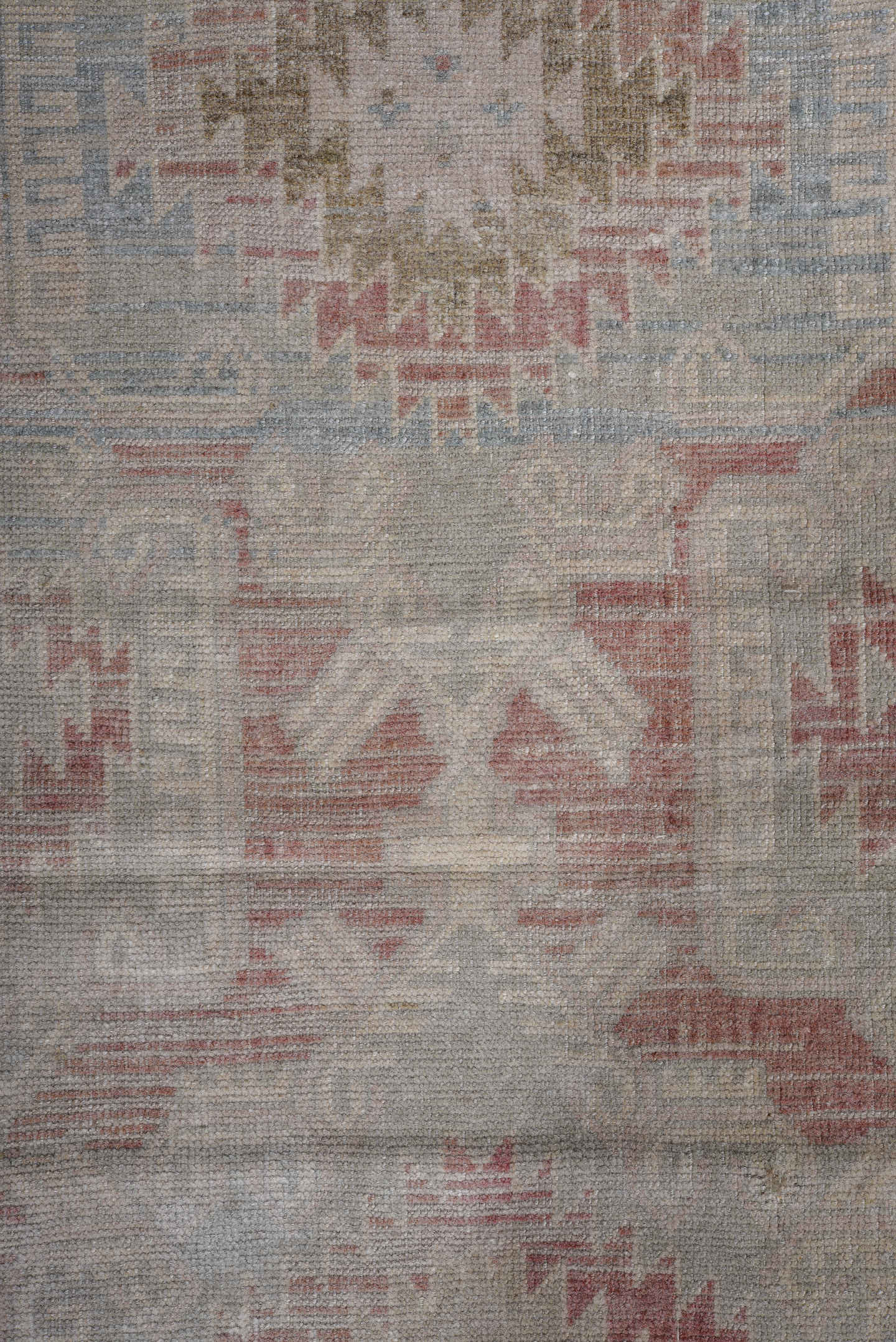 2' x 4' one-of-a-kind handmade antique Oushak small size rug. Color palette: ivory, blush, light blue, taupe, rose, beige