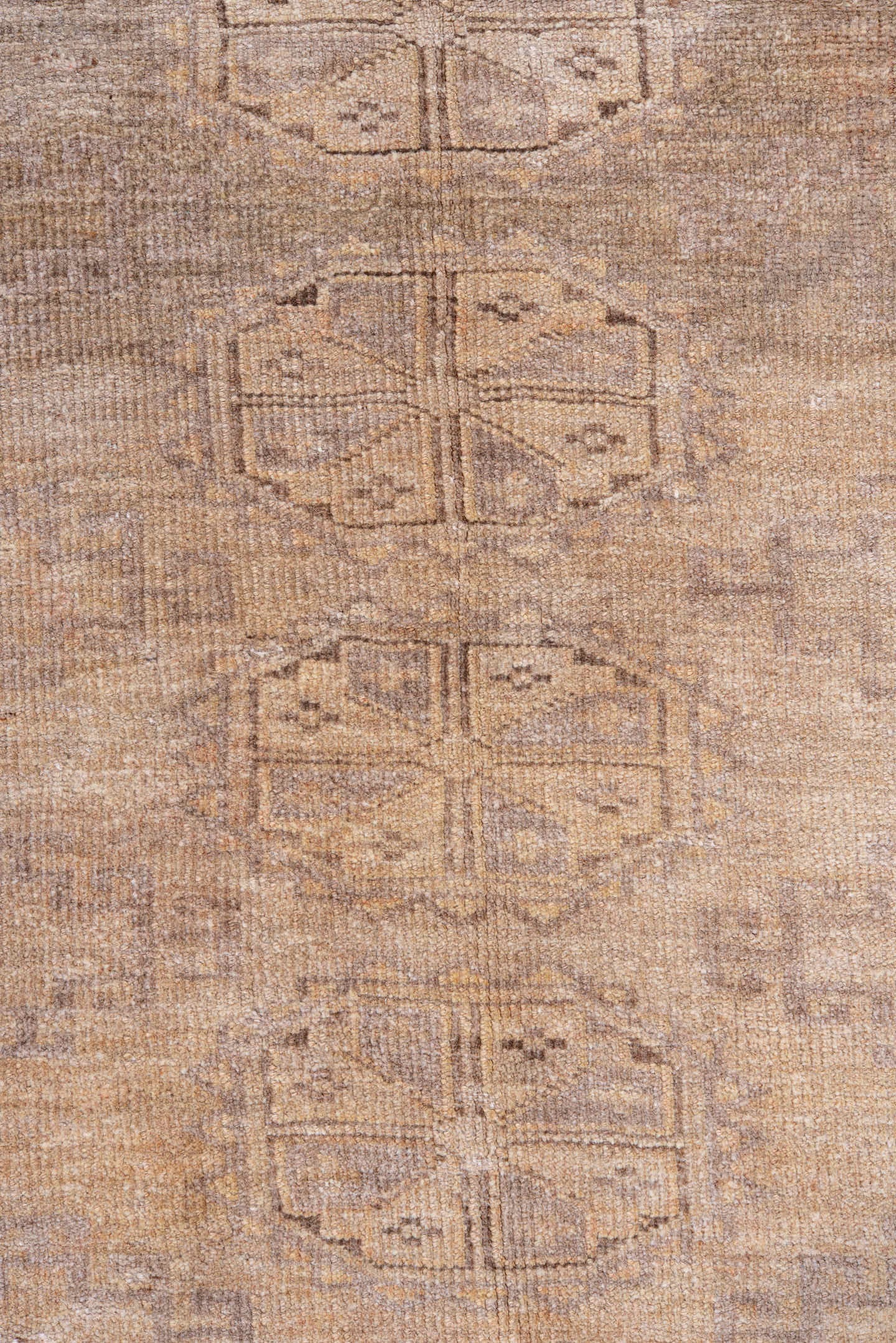 5' x 6' one-of-a-kind handmade antique Bokara rug. Color palette: camel, taupe, beige, ivory, sand, light brown, gray, brown