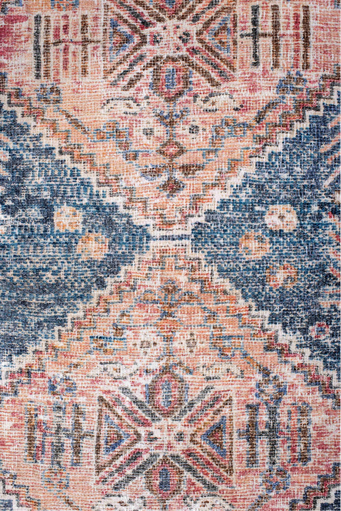 4' x 5' one-of-a-kind handmade vintage Afshar small size rug. Color palette: antiquewhite, blue, brown, dark salmon