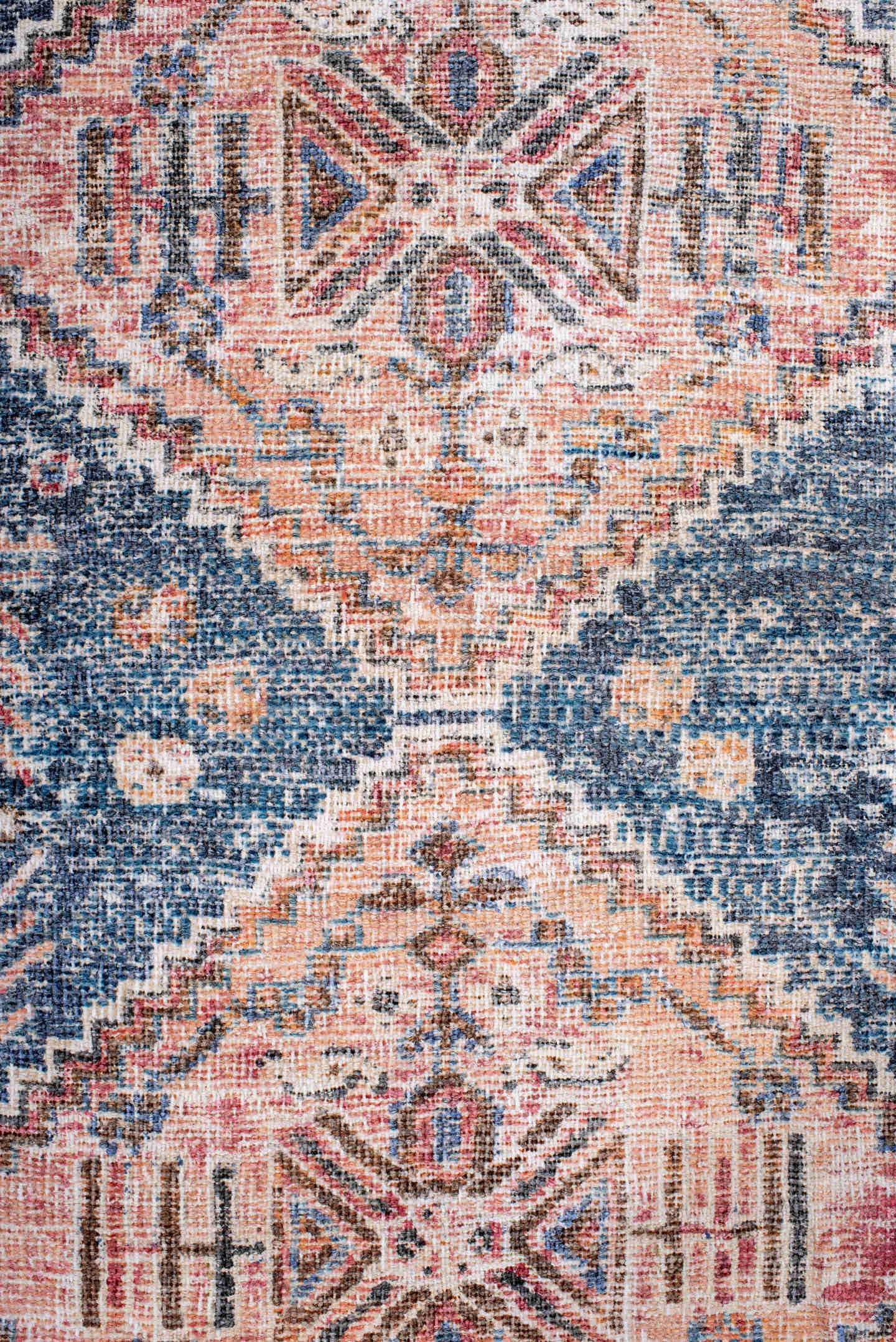 4' x 5' one-of-a-kind handmade antique Afshar small size rug. Color palette: ivory, blue, rust, coral, slate, peach