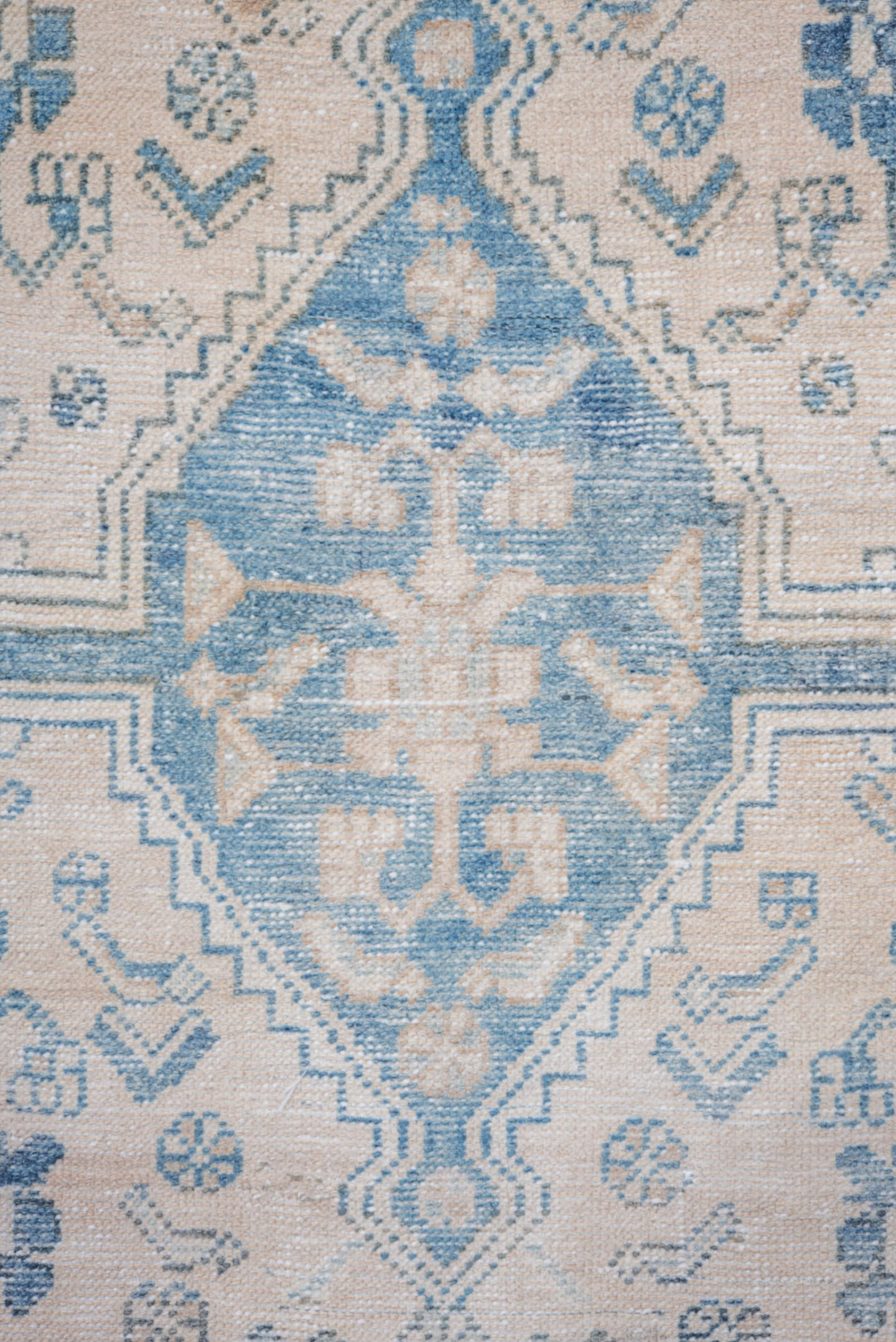 4' x 7' one-of-a-kind handmade vintage Hamadan rug. Color palette: ivory, sky blue, pale blue, cream, taupe, light blue
