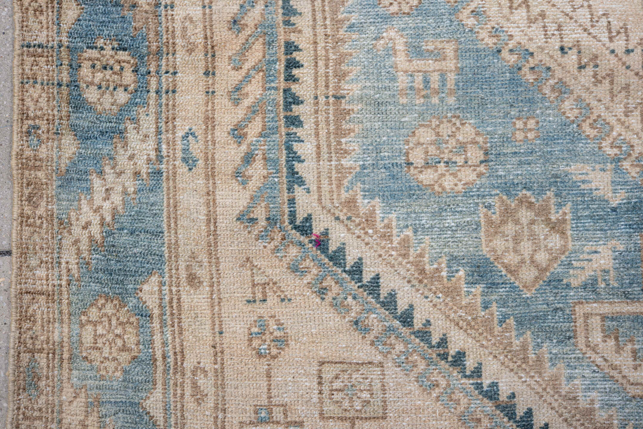4' x 6' one-of-a-kind handmade vintage Hamadan small size rug. Color palette: ivory, sky blue, beige, taupe, slate, camel