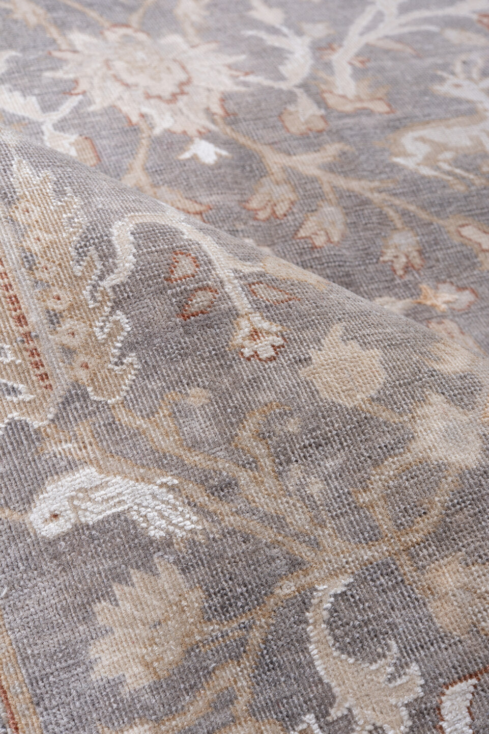 4' x 6' one-of-a-kind handmade vintage Tabriz small size rug. Color palette: brown, gainsboro, gray, light gray, linen