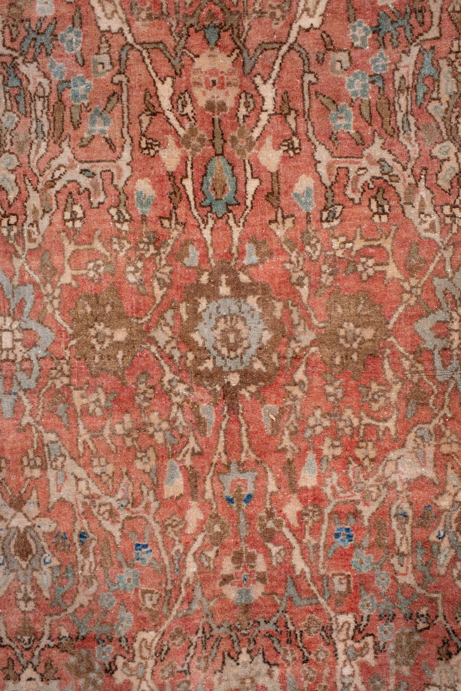 7' x 10' one-of-a-kind handmade antique Bidjar large size rug. Color palette: rose, terra cotta, taupe, ivory, brown, sage