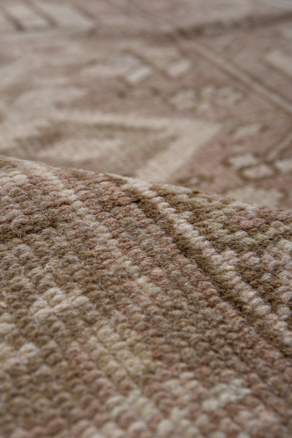 8' x 11' one-of-a-kind handmade vintage Heriz large size rug. Color palette: blue, brown, gray, light gray, off-white, pink