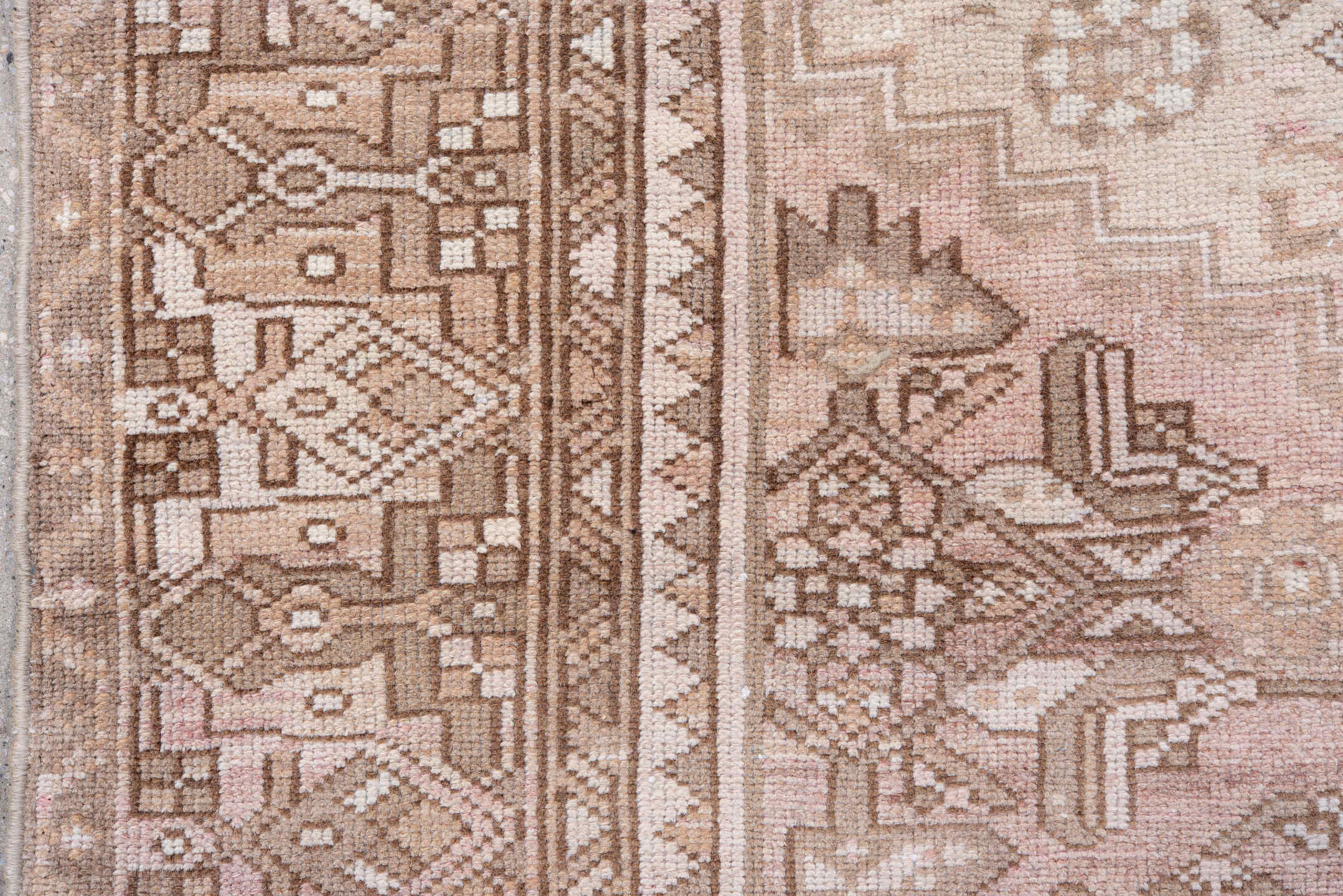 4' x 6' one-of-a-kind handmade antique Hamadan small size rug. Color palette: blush, ivory, taupe, camel, rose, beige, brown