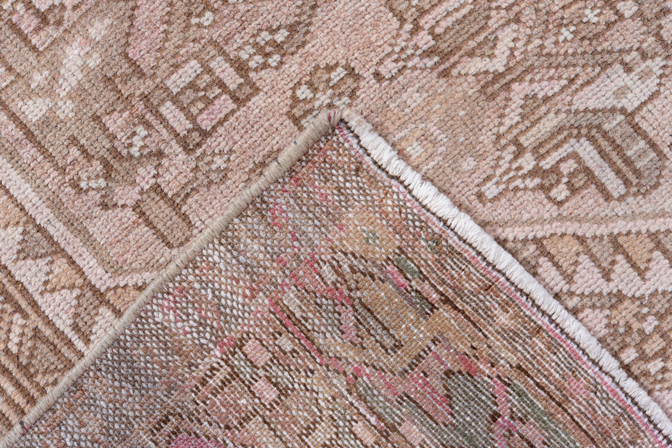 4' x 6' one-of-a-kind handmade vintage Hamadan small size rug. Color palette: brown, gray, light gray, off-white, pink