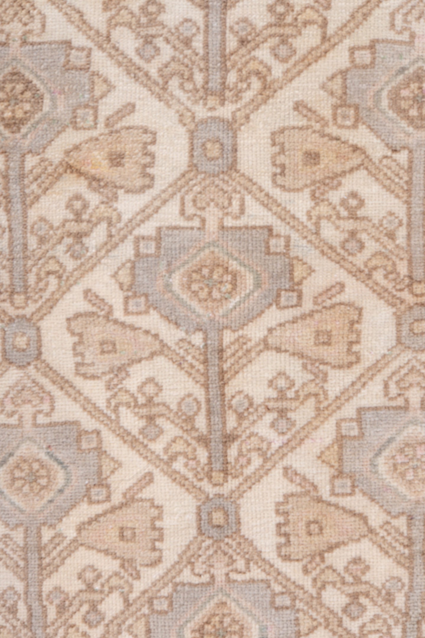 3' x 6' one-of-a-kind handmade antique Malayer runner rug. Color palette: ivory, blush, taupe, pale_blue, sand, pink, beige