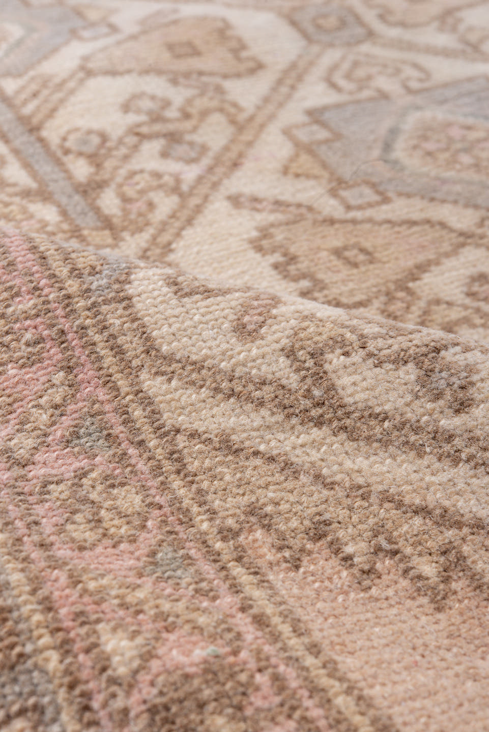 3' x 6' one-of-a-kind handmade antique Malayer runner rug. Color palette: ivory, blush, taupe, pale_blue, sand, pink, beige
