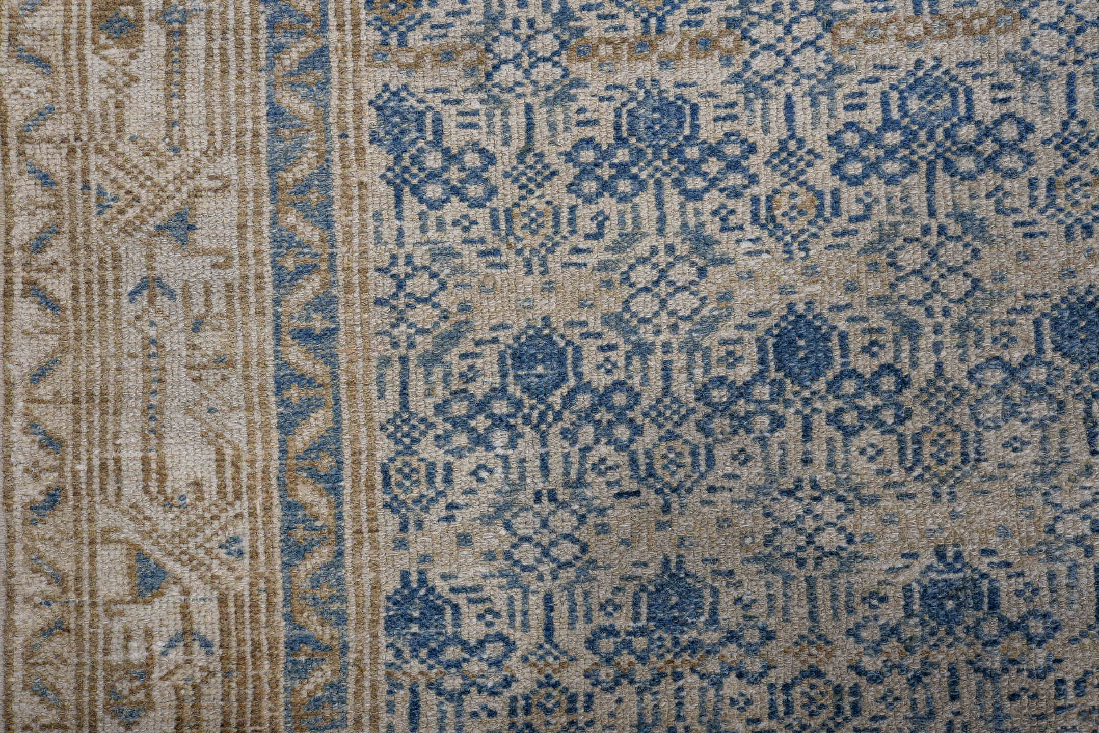 3' x 6' one-of-a-kind handmade antique Malayer runner rug. Color palette: ivory, blue, taupe, beige, camel, slate, gray
