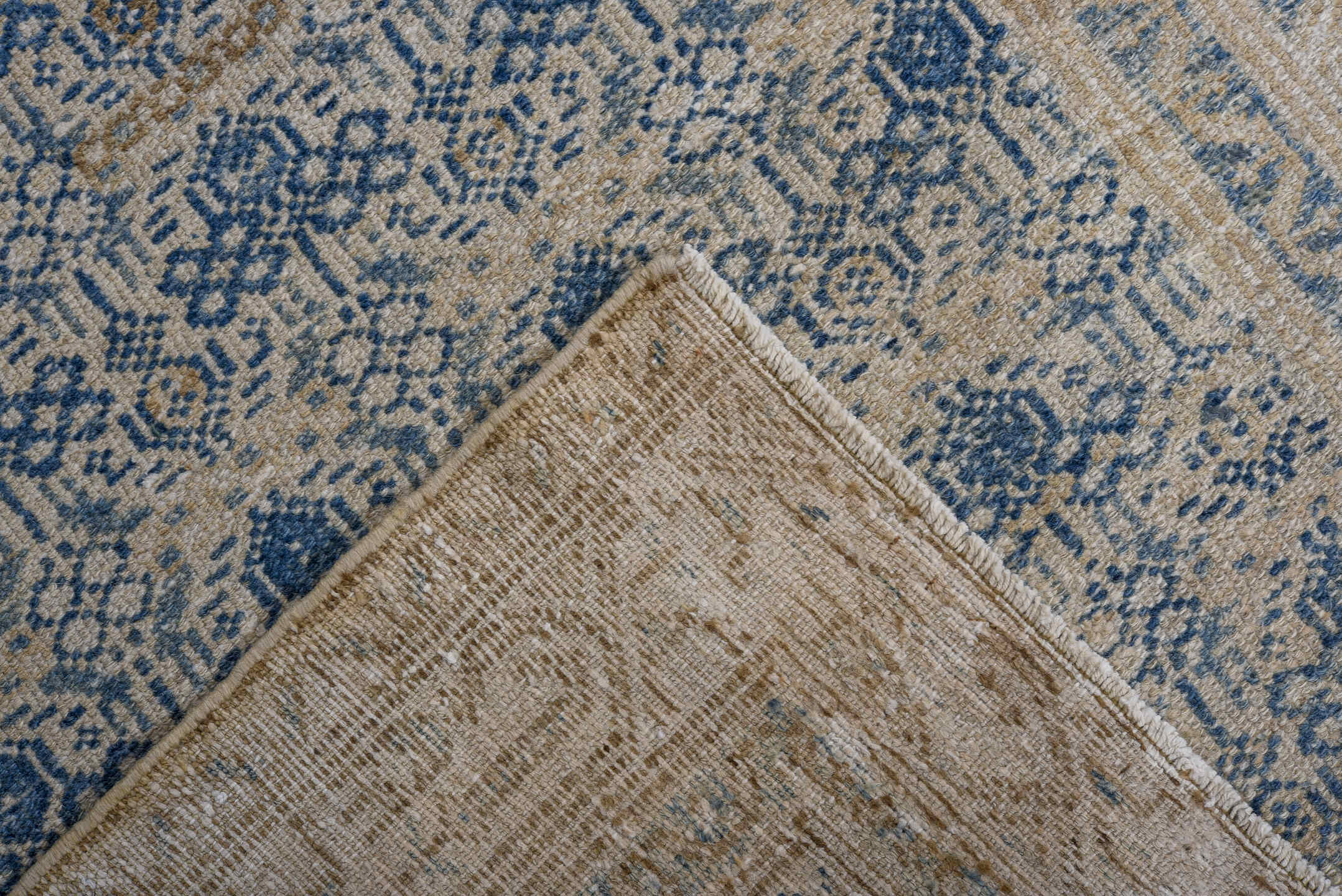 3' x 6' one-of-a-kind handmade antique Malayer runner rug. Color palette: ivory, blue, taupe, beige, camel, slate, gray