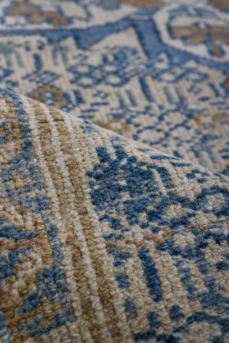 3' x 6' one-of-a-kind handmade antique Malayer runner rug. Color palette: ivory, blue, taupe, beige, camel, slate, gray