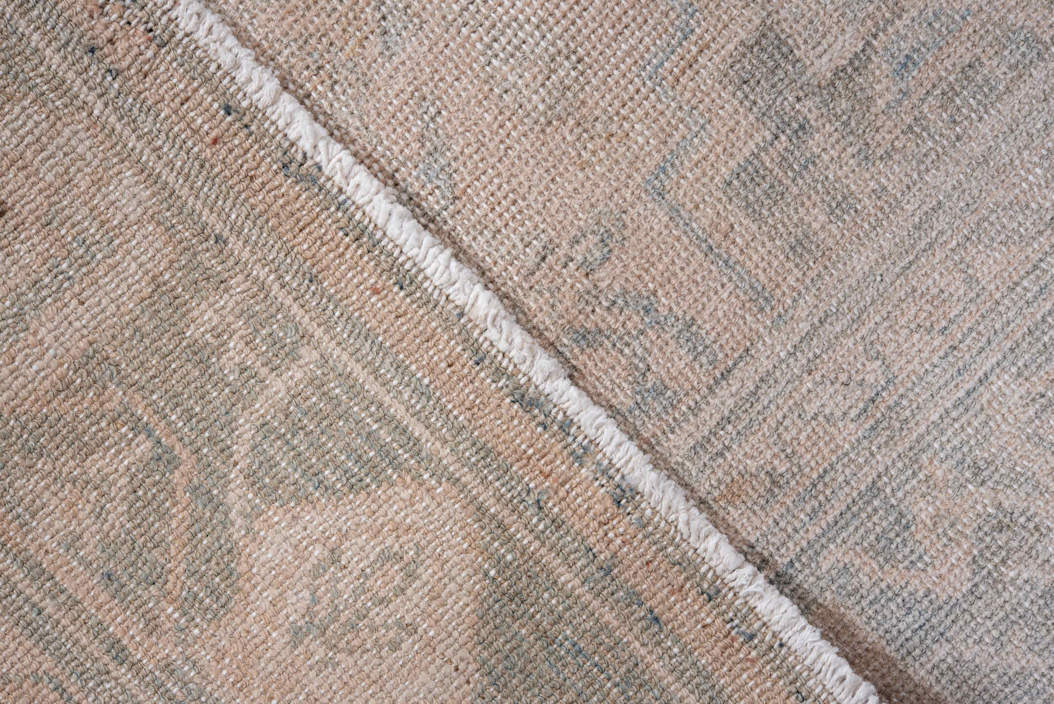 4' x 9' one-of-a-kind handmade vintage Hamadan runner rug. Color palette: ivory, pale blue, beige, taupe, camel, light blue