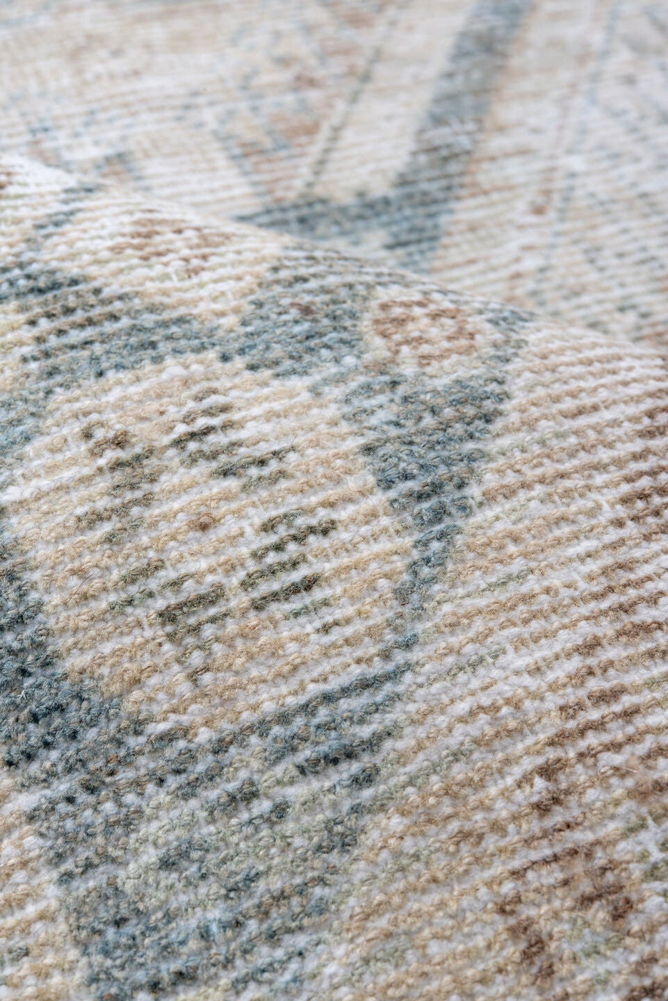 5' x 9' one-of-a-kind handmade antique Farahan medium size rug. Color palette: ivory, pale blue, sand, beige, taupe