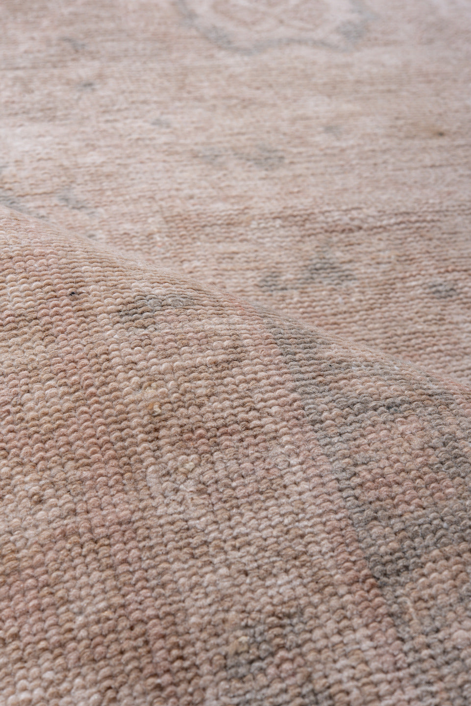 7' x 10' one-of-a-kind handmade vintage Malayer large size rug. Color palette: blush, taupe, ivory, dusty rose, pewter