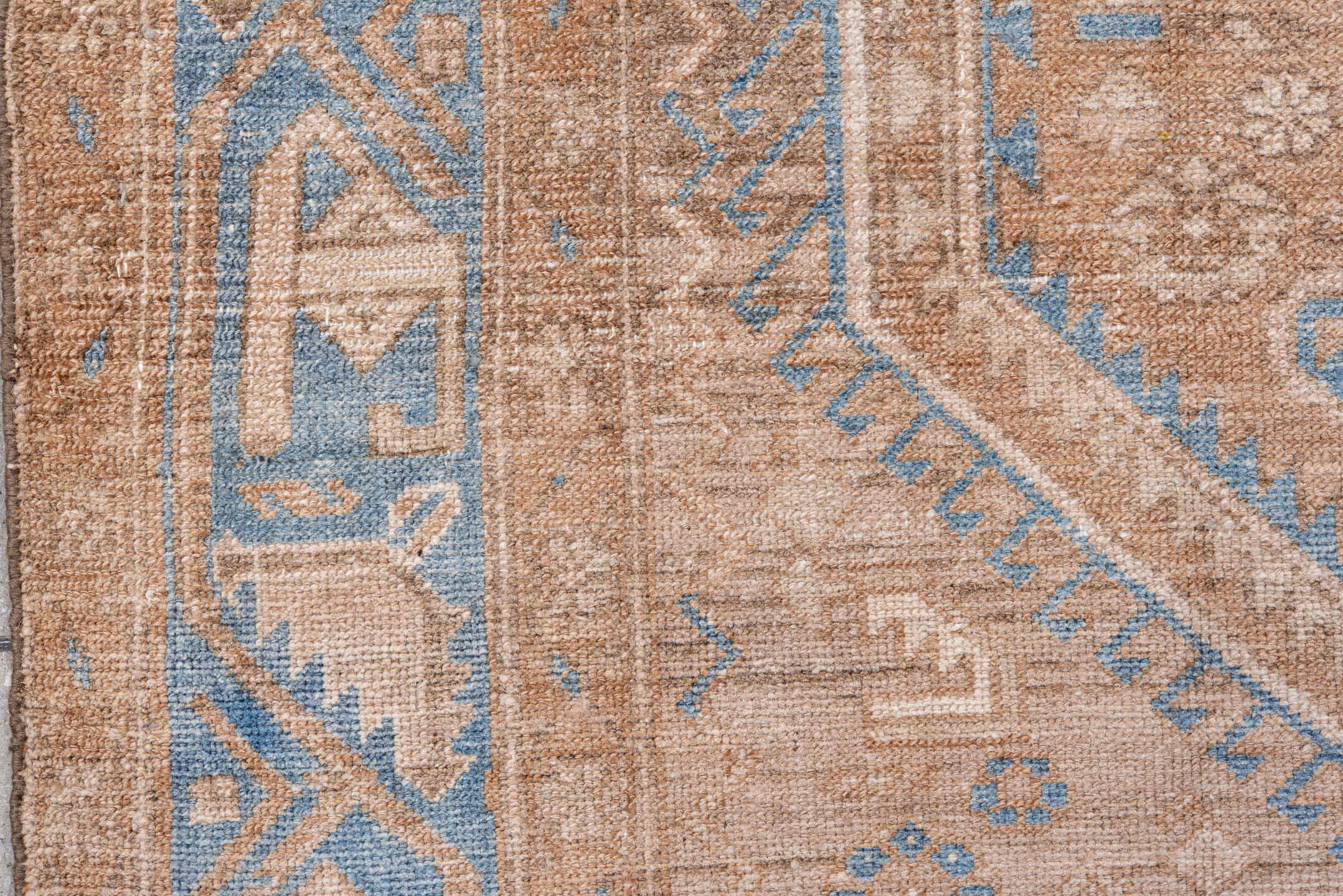 4' x 6' one-of-a-kind handmade vintage Malayer small size rug. Color palette: blue, brown, gray, light blue, light gray