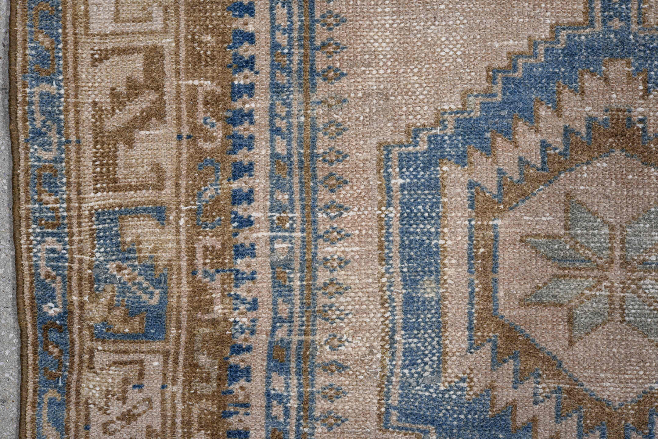 3' x 6' one-of-a-kind handmade antique Hamadan small size rug. Color palette: ivory, sky blue, camel, navy, taupe