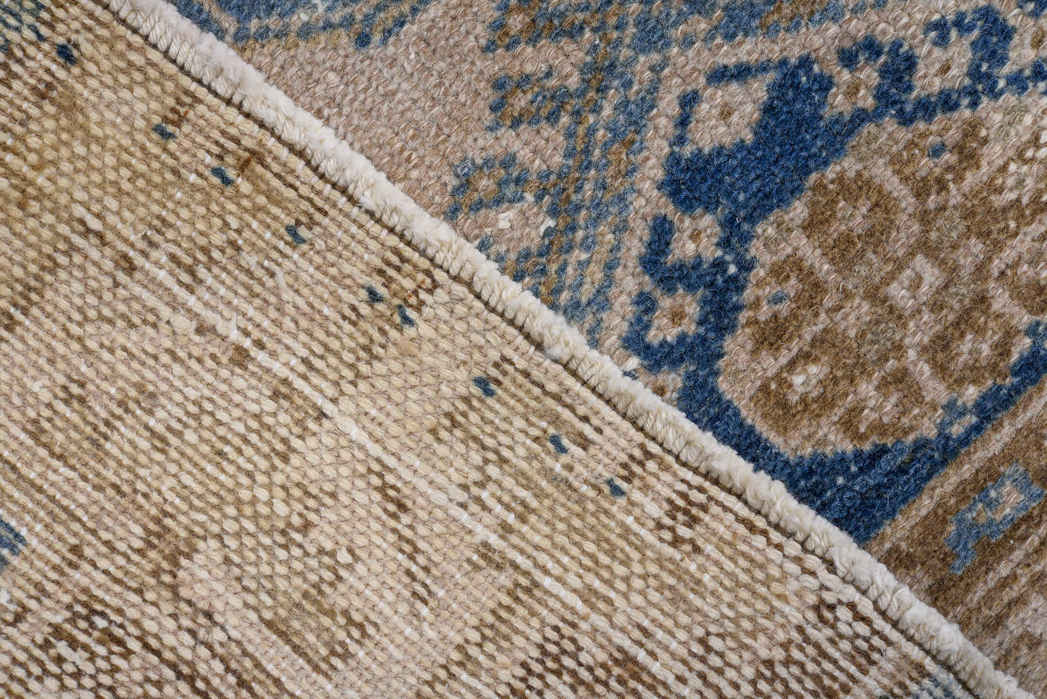 3' x 6' one-of-a-kind handmade antique Hamadan small size rug. Color palette: ivory, sky blue, camel, navy, taupe