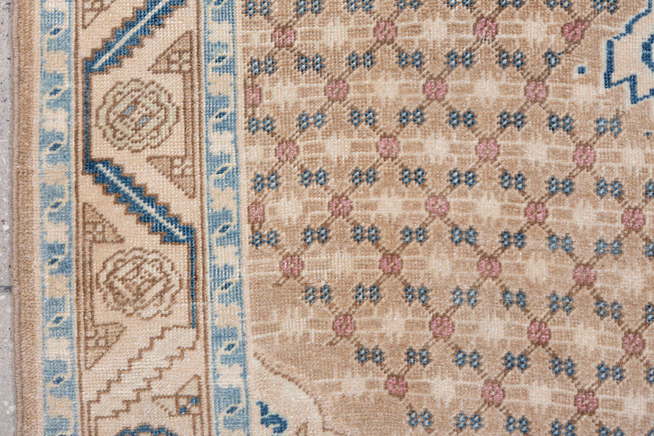 3' x 4' one-of-a-kind handmade vintage Hamadan small size rug. Color palette: ivory, light blue, beige, taupe, camel, rose