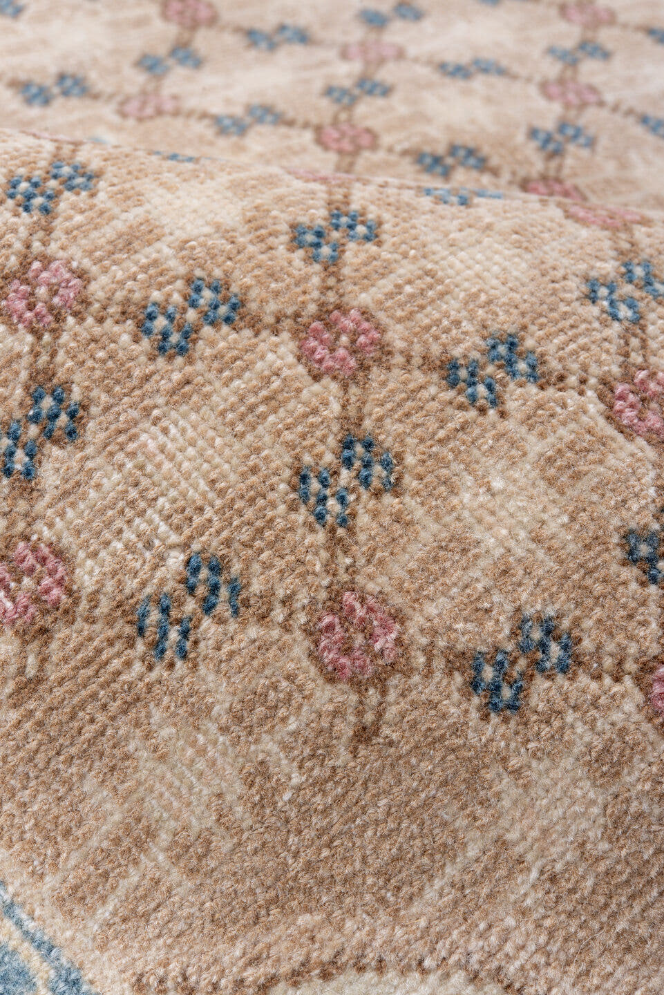 3' x 4' one-of-a-kind handmade vintage Hamadan small size rug. Color palette: ivory, light blue, beige, taupe, camel, rose