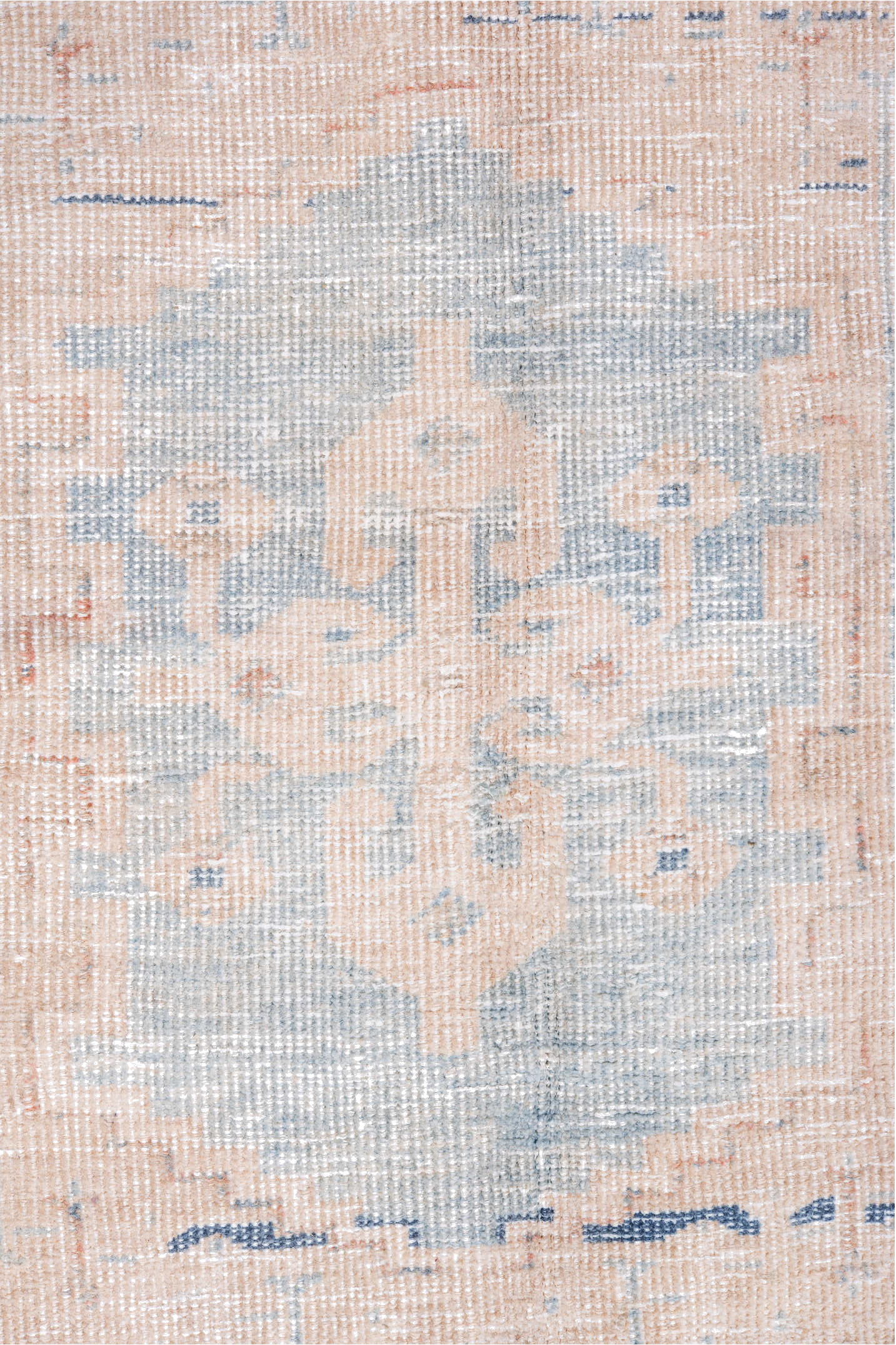 4' x 7' one-of-a-kind handmade vintage Veece rug. Color palette: blue, dark gray, gainsboro, gray, light blue, light gray