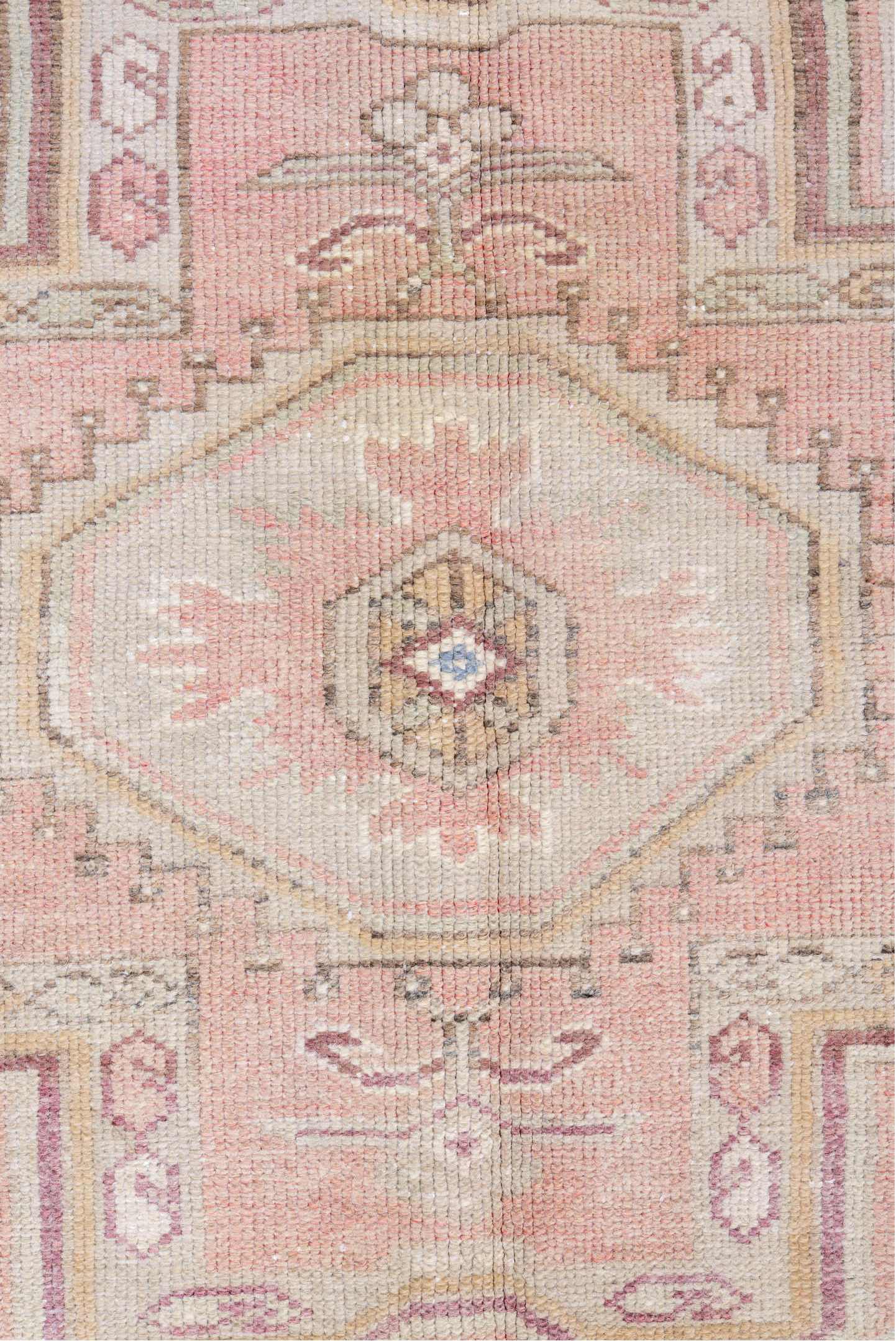 4' x 8' one-of-a-kind handmade vintage Caucasian rug. Color palette: antiquewhite, dark gray, gray, light gray, linen