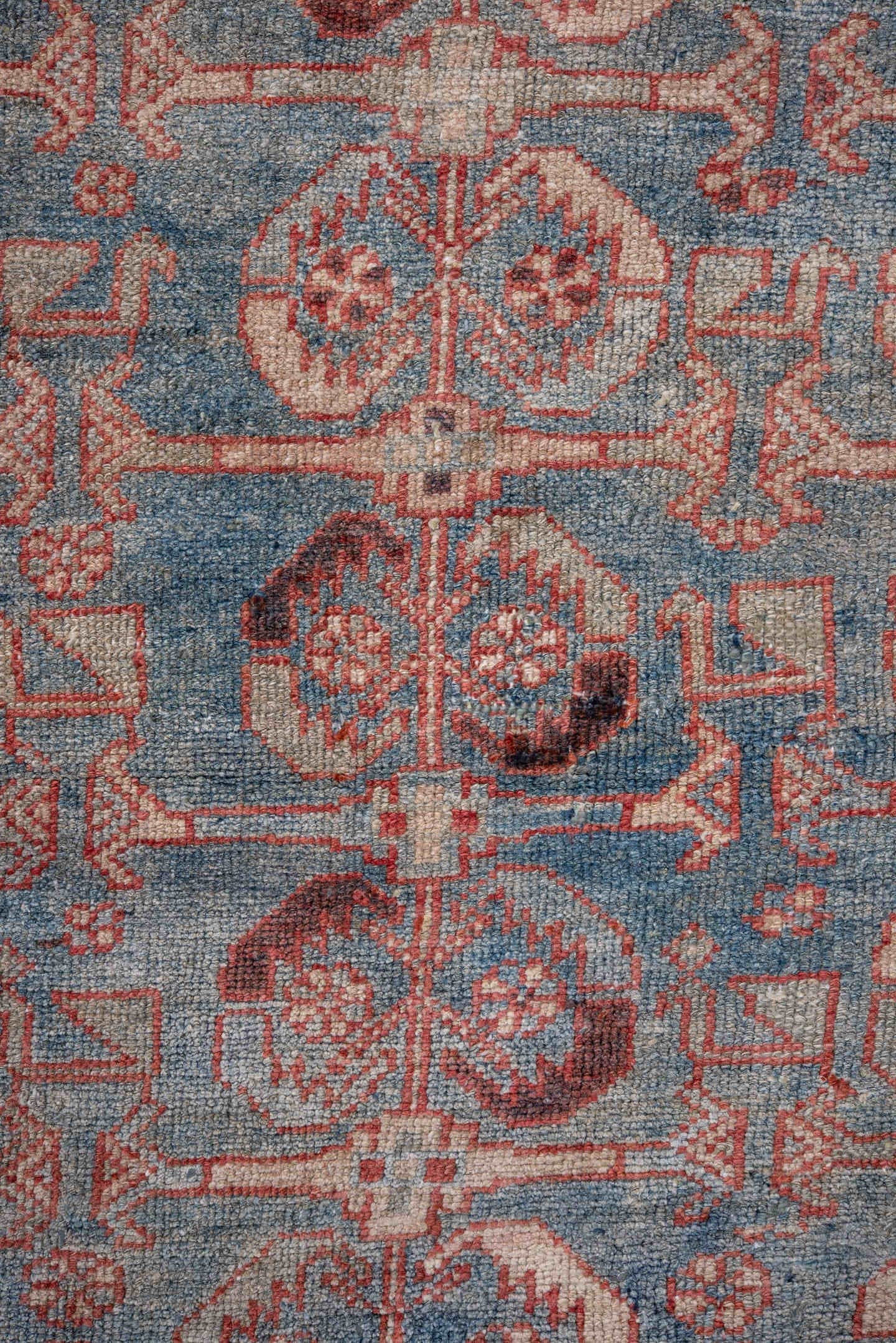 4' x 6' one-of-a-kind handmade vintage Malayer small size rug. Color palette: pale blue, ivory, terra cotta, rust, slate