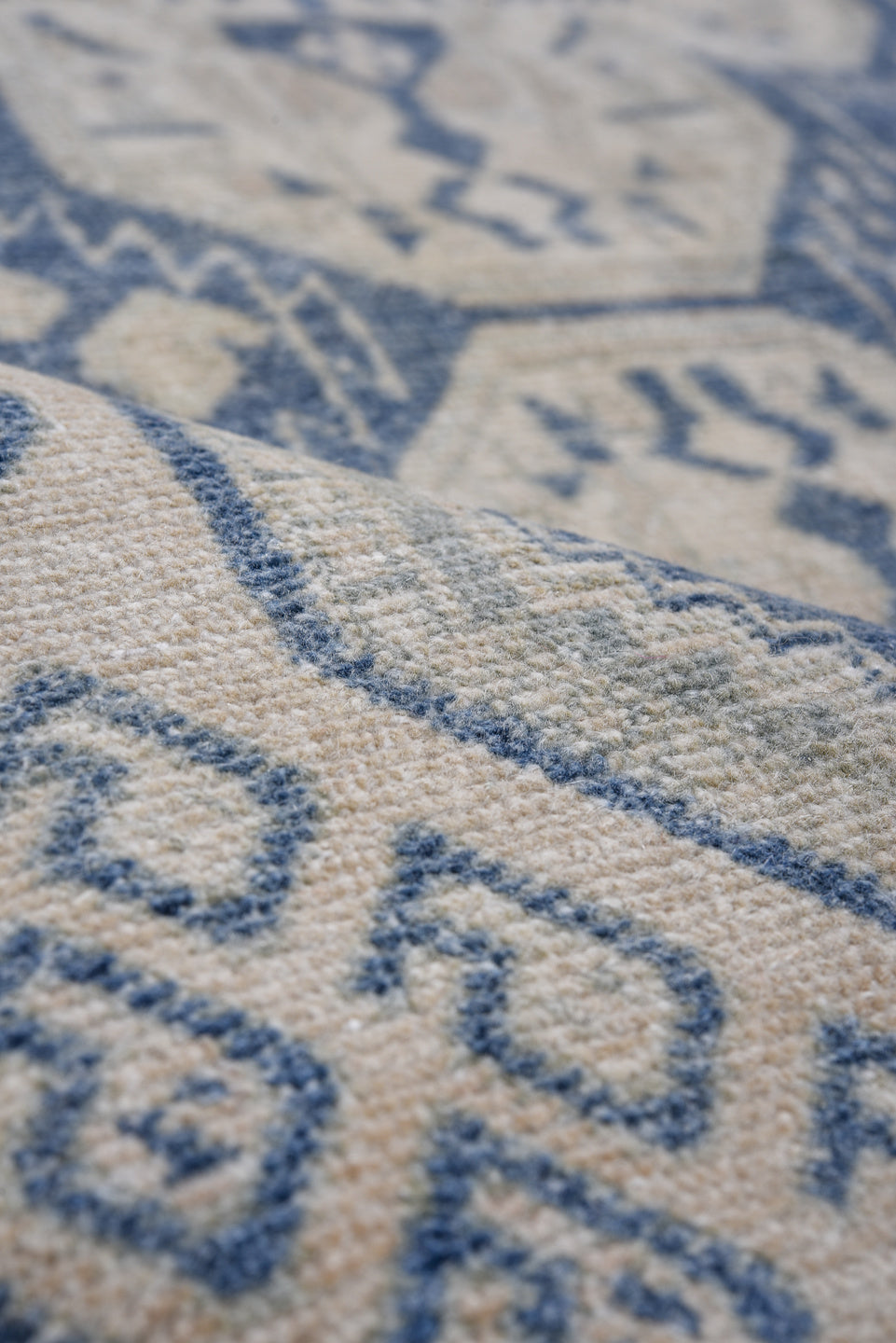 4' x 5' one-of-a-kind handmade antique Afshar small size rug. Color palette: ivory, indigo, slate, cream, pale blue, purple