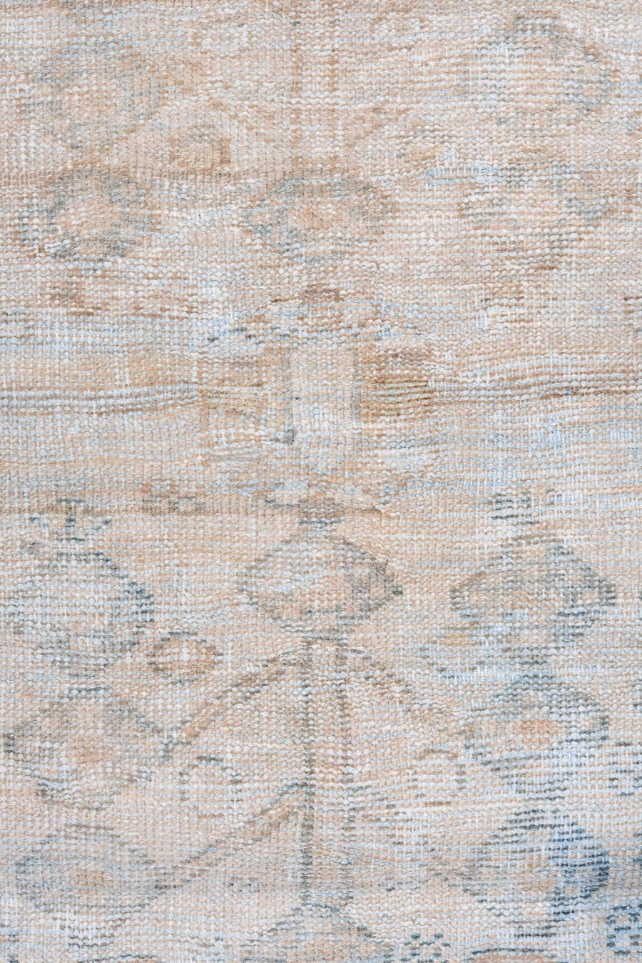 4' x 6' one-of-a-kind handmade vintage Mahal small size rug. Color palette: ivory, pale blue, beige, taupe, cream